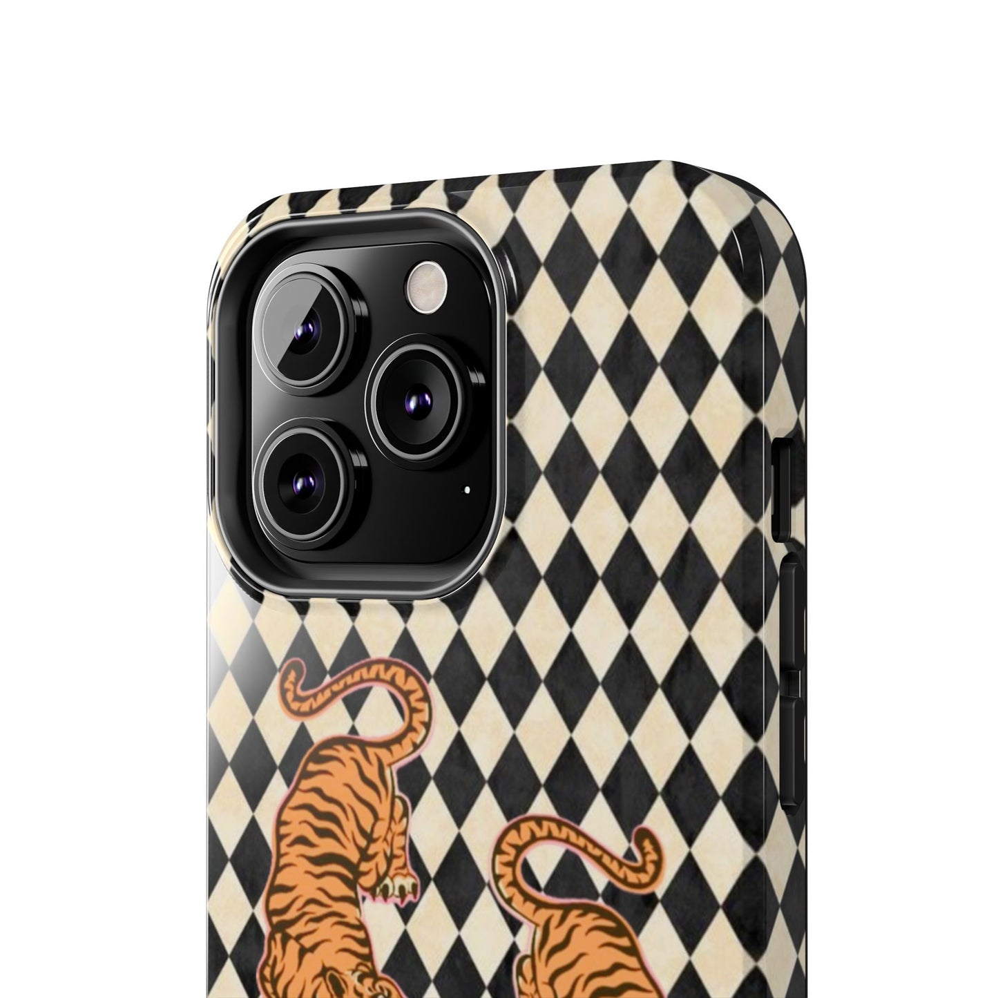 Tigress Phone Case in Black & White Diamonds