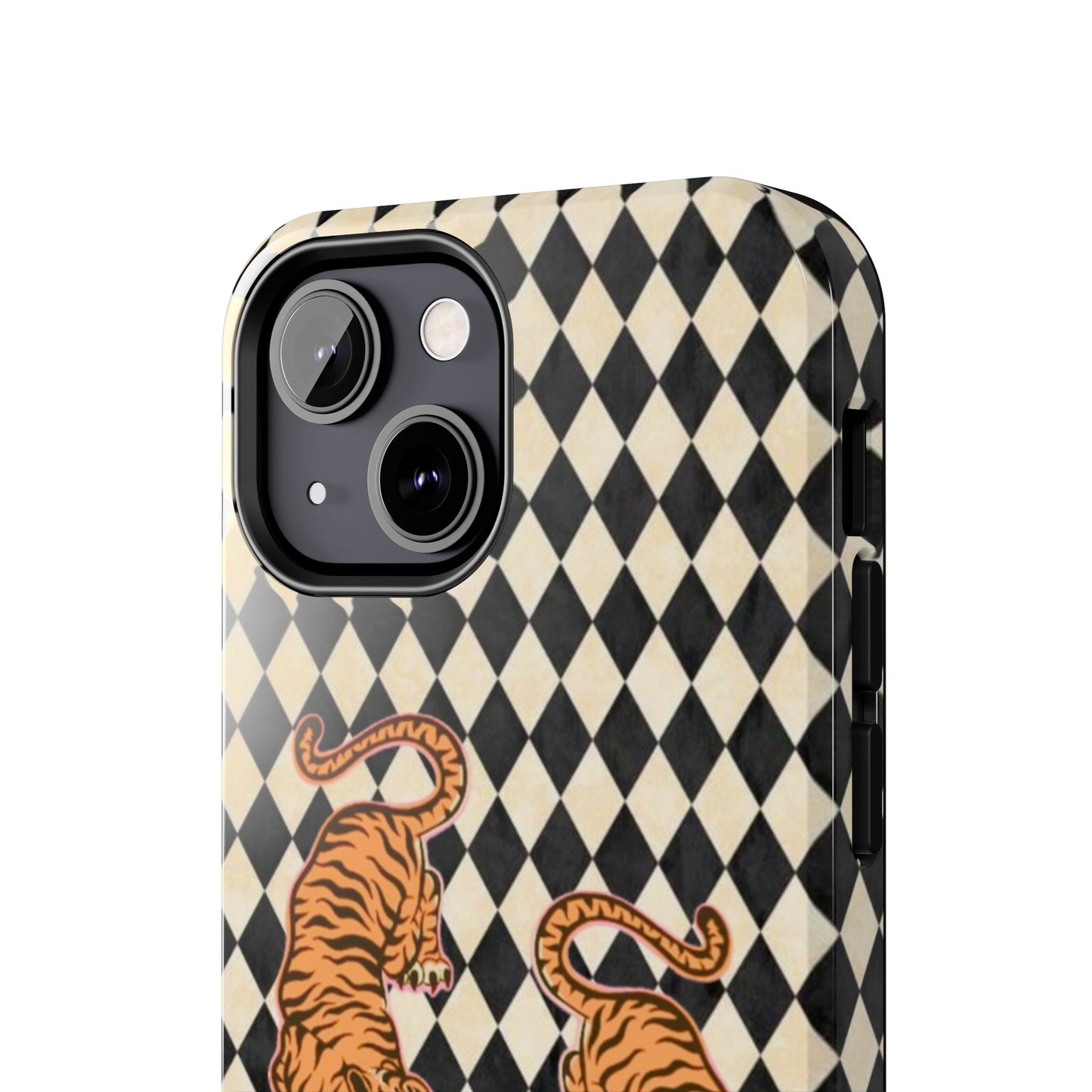 Tigress Phone Case in Black & White Diamonds