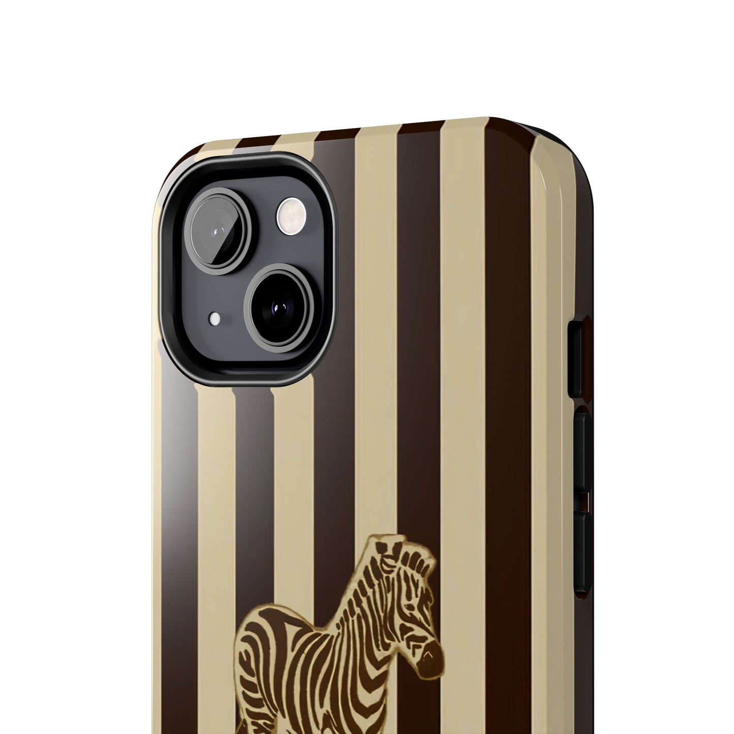 Zebra Phone Case in Chestnut & Crème Stripe