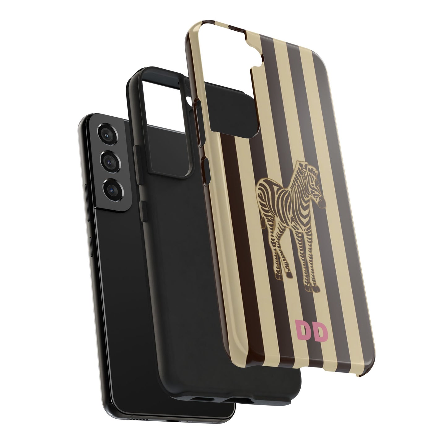 Zebra Phone Case in Chestnut & Crème Stripe