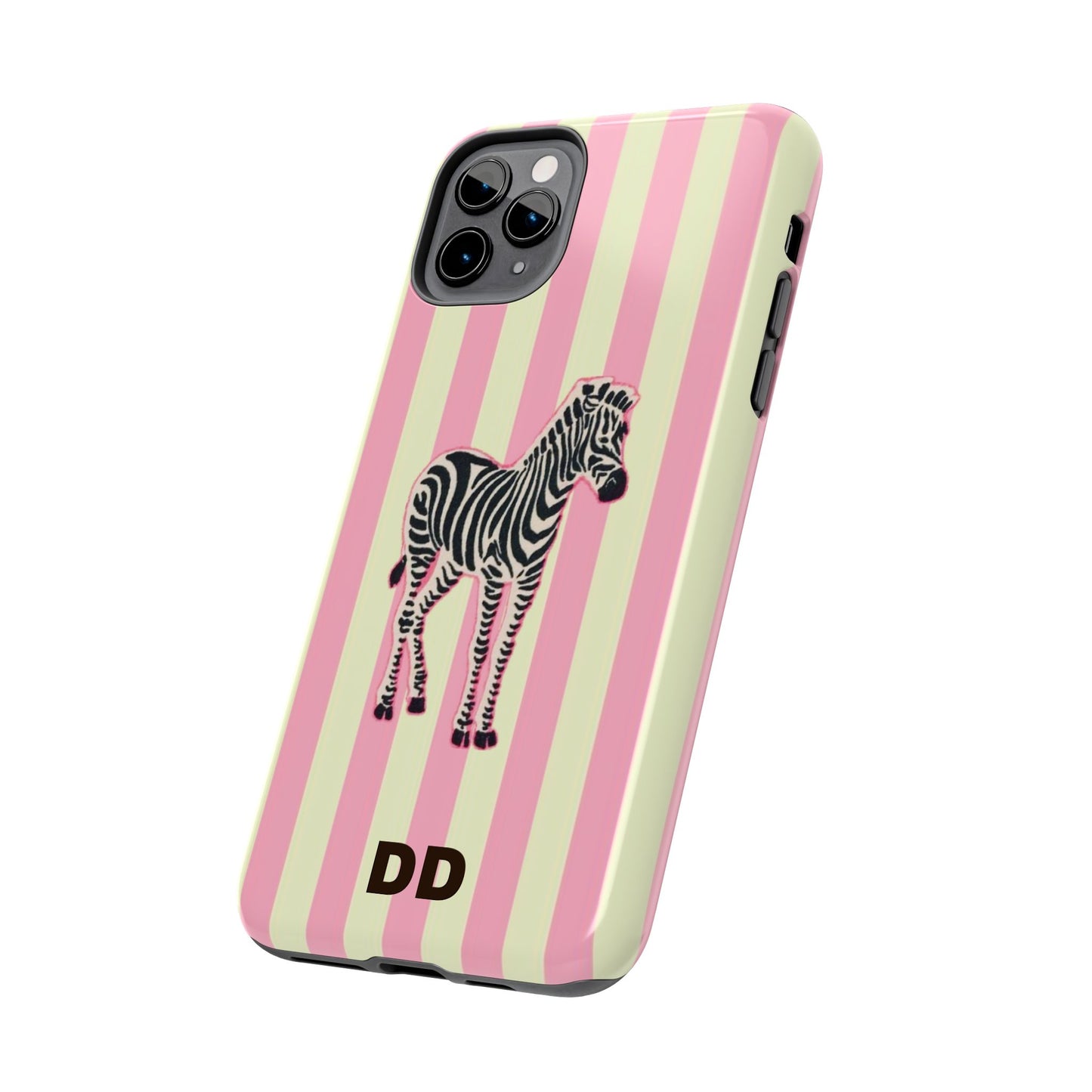 Zebra Phone Case in Pink & Crème Stripe