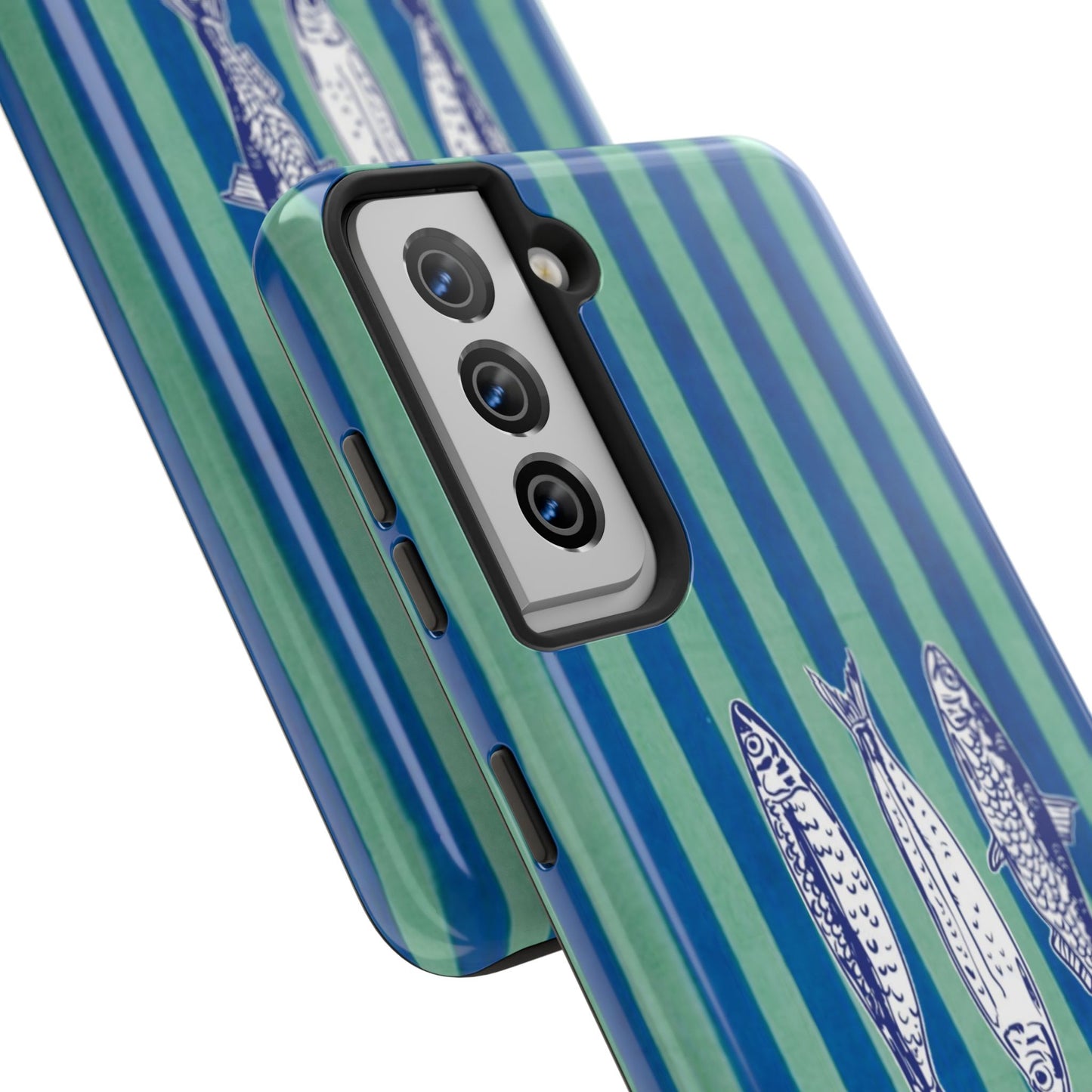 Sardine Phone Case in Turquoise & Blue Stripe