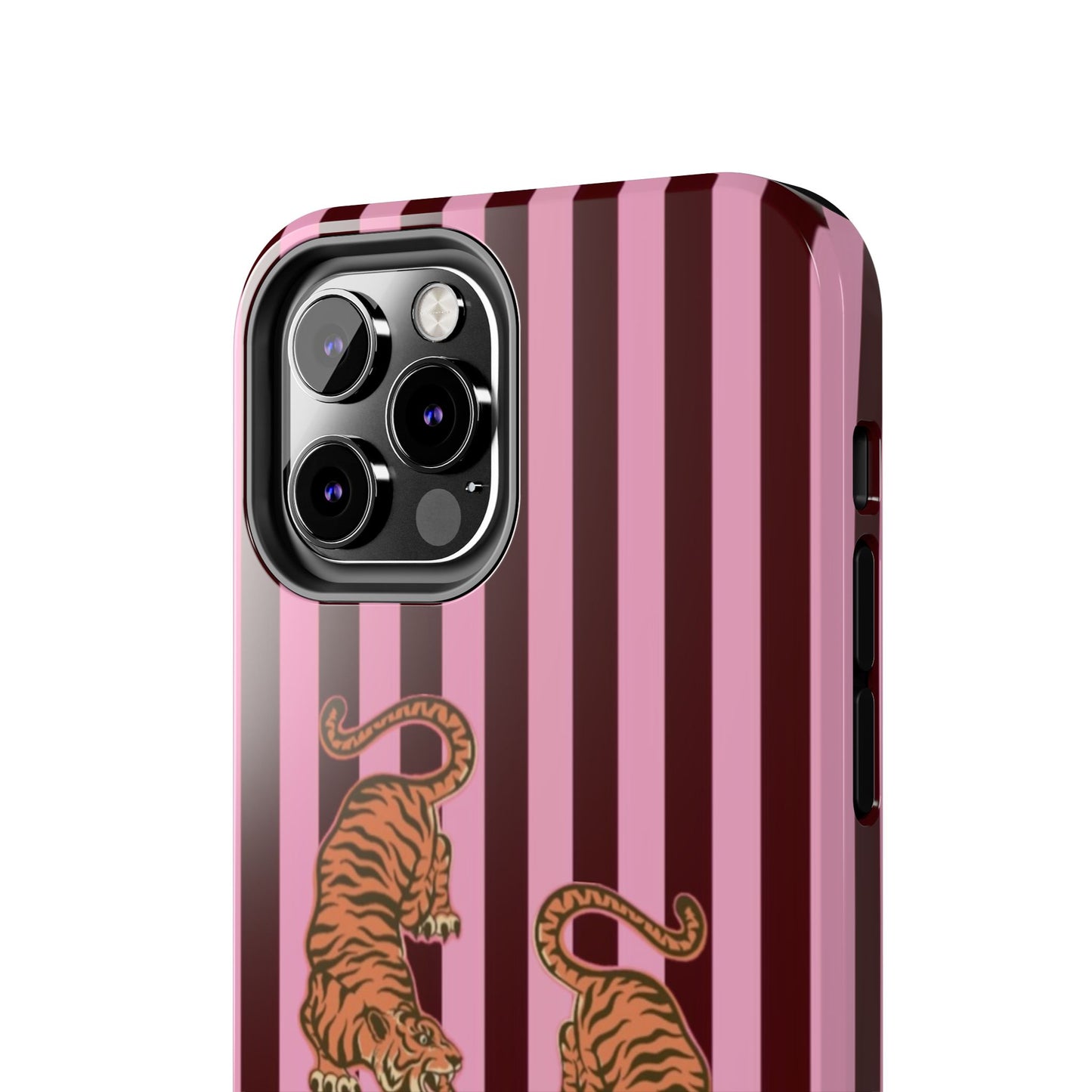 Tigress Phone Case in Burgundy & Pink