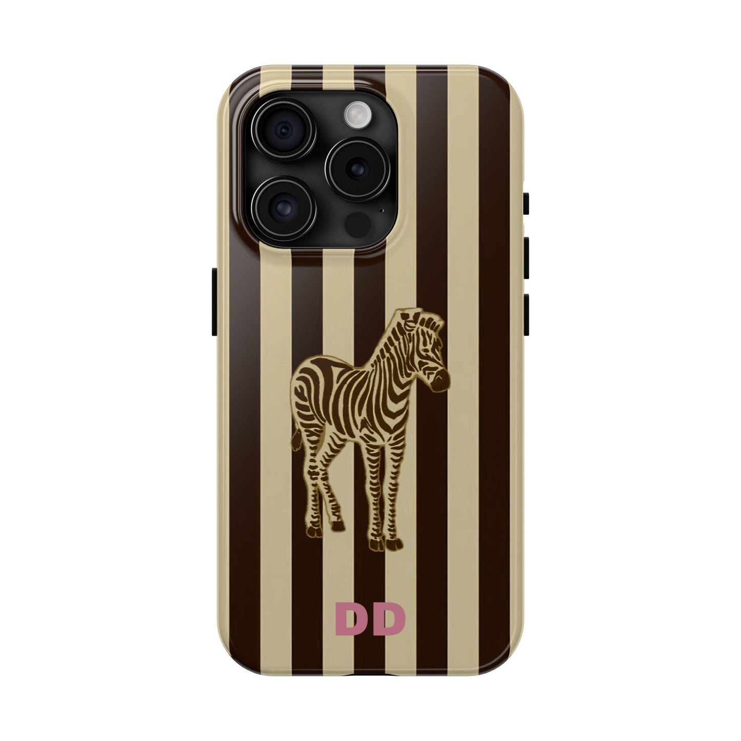 Zebra Phone Case in Chestnut & Crème Stripe