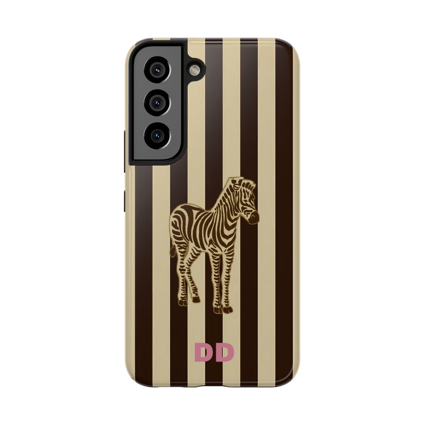 Zebra Phone Case in Chestnut & Crème Stripe