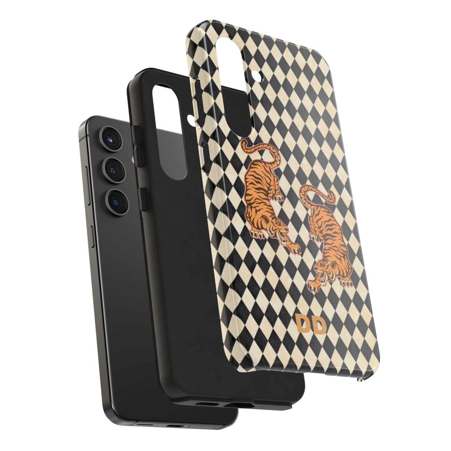 Tigress Phone Case in Black & White Diamonds