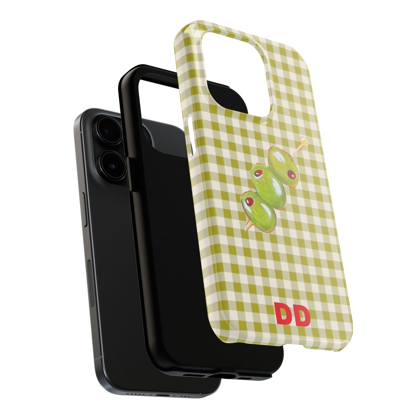 Olive Phone Case in Pear Green Checker