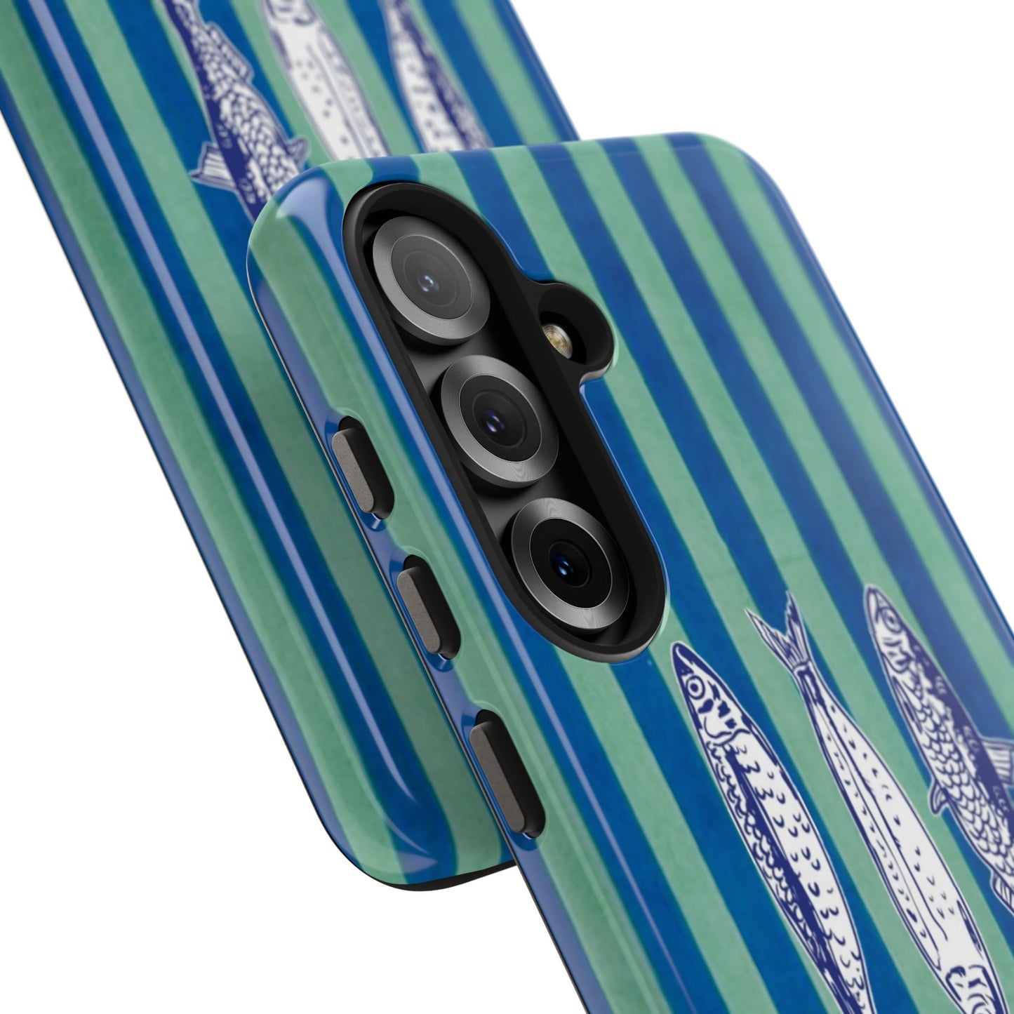 Sardine Phone Case in Turquoise & Blue Stripe