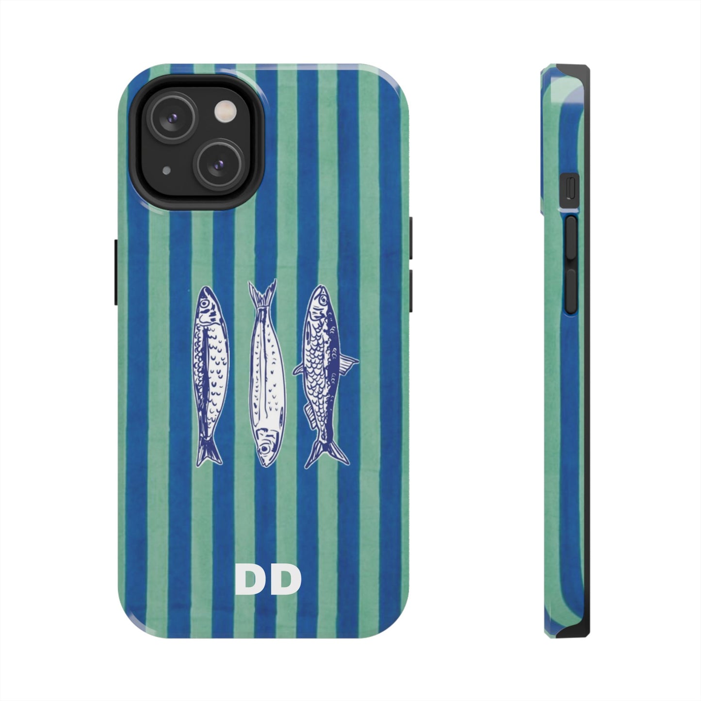 Sardine Phone Case in Turquoise & Blue Stripe