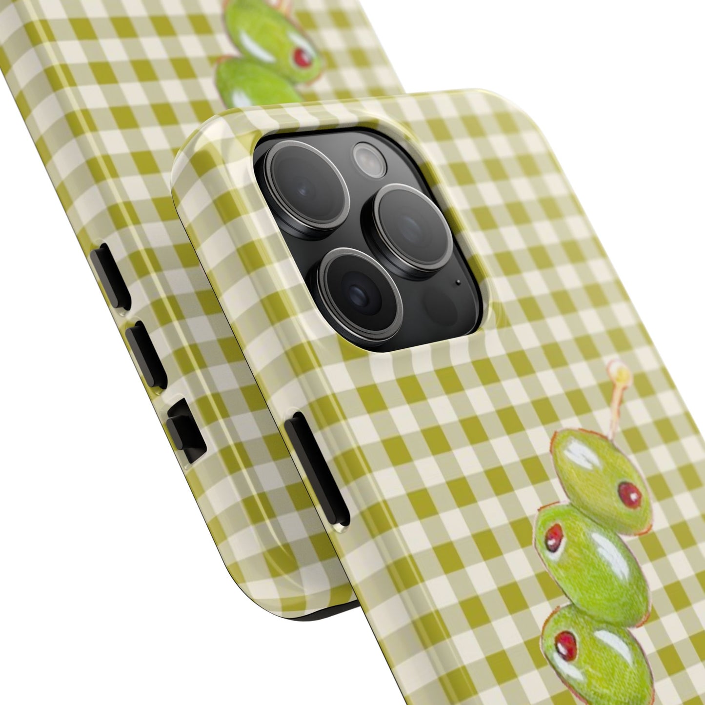 Olive Phone Case in Pear Green Checker