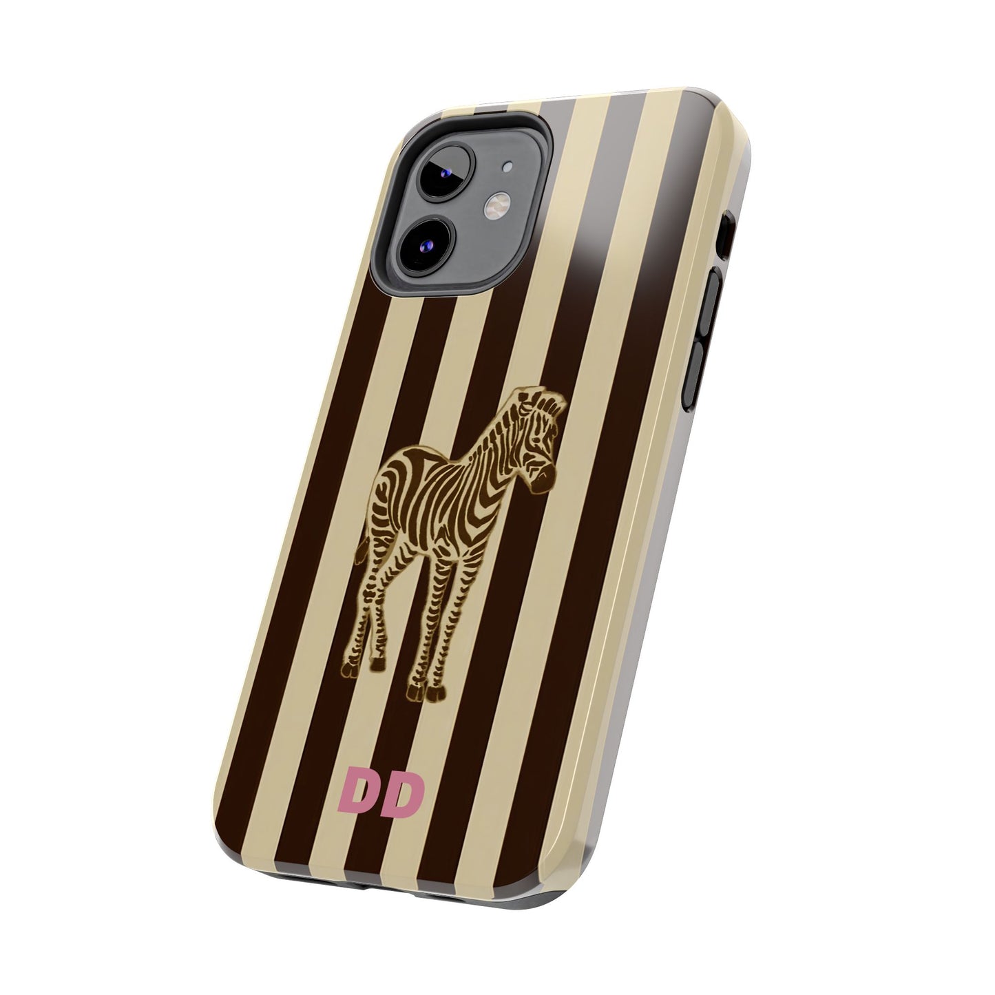 Zebra Phone Case in Chestnut & Crème Stripe