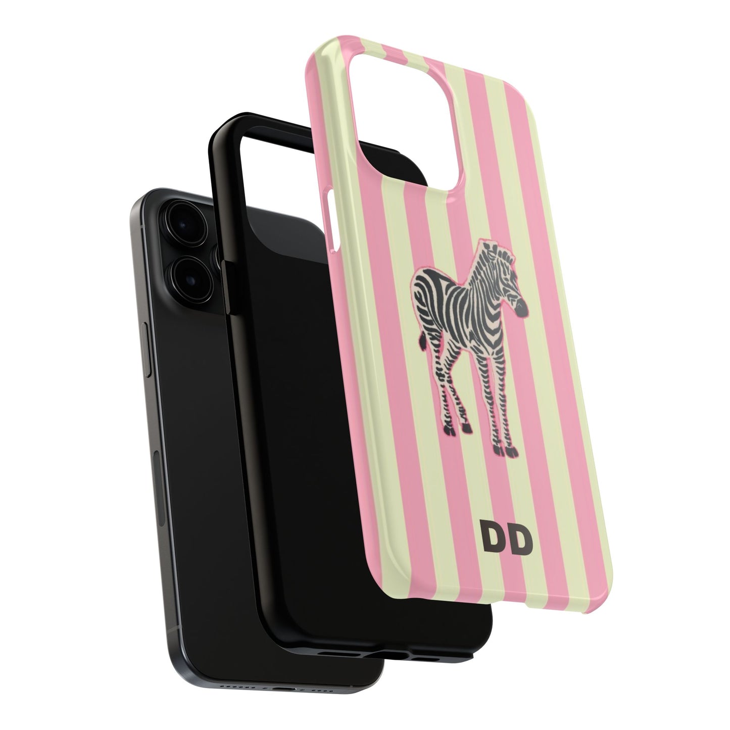 Zebra Phone Case in Pink & Crème Stripe