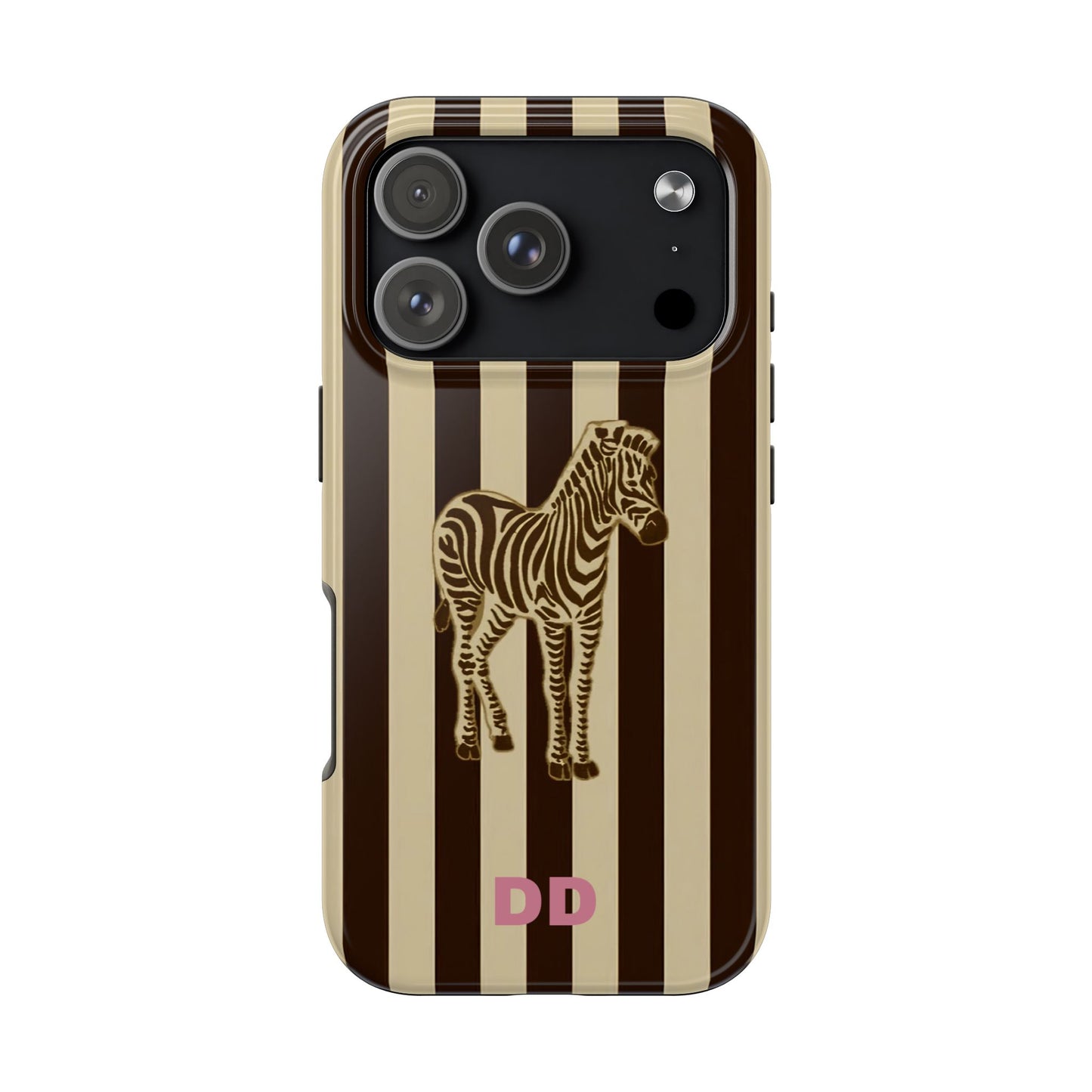 Zebra Phone Case in Charcoal & Crème Stripe