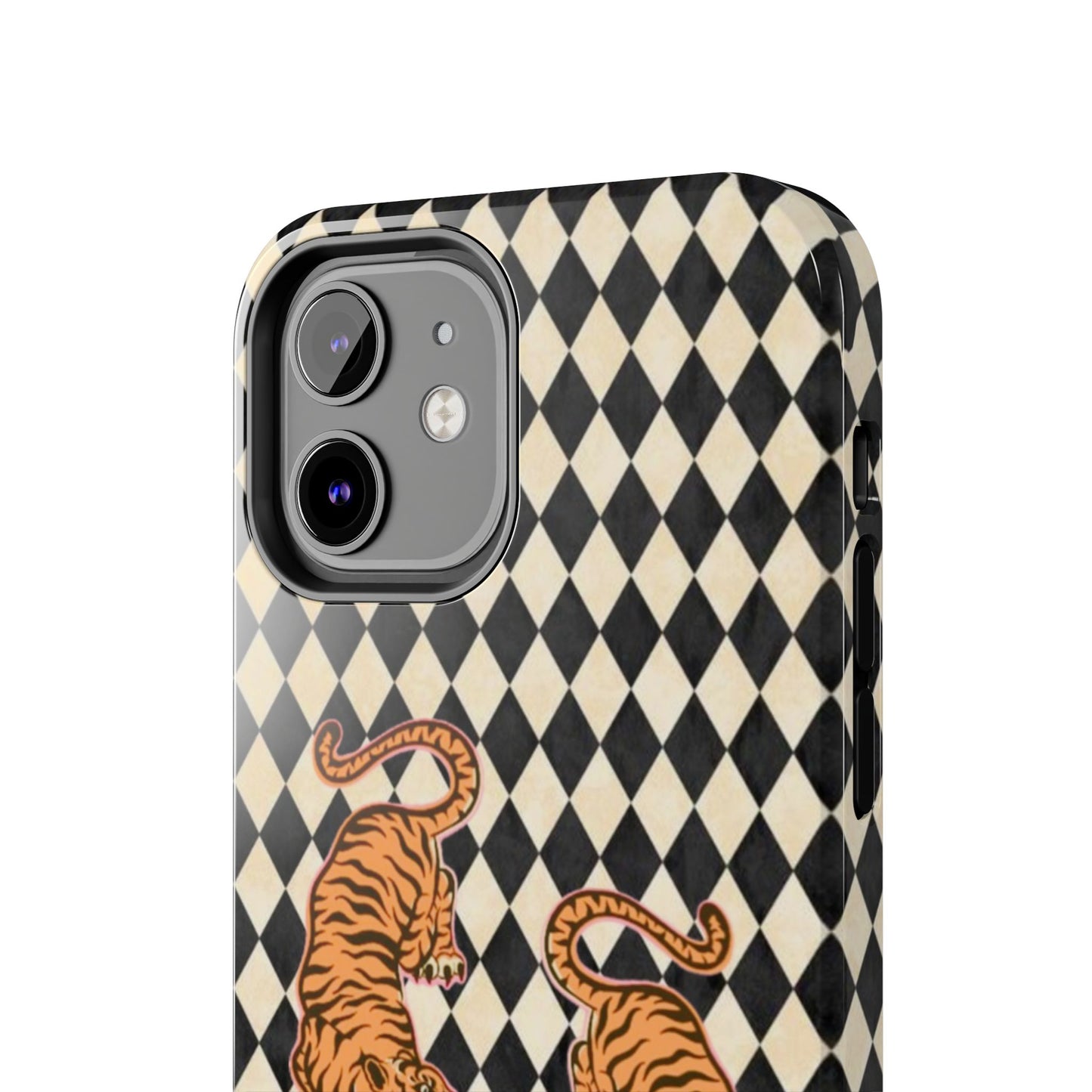 Tigress Phone Case in Black & White Diamonds