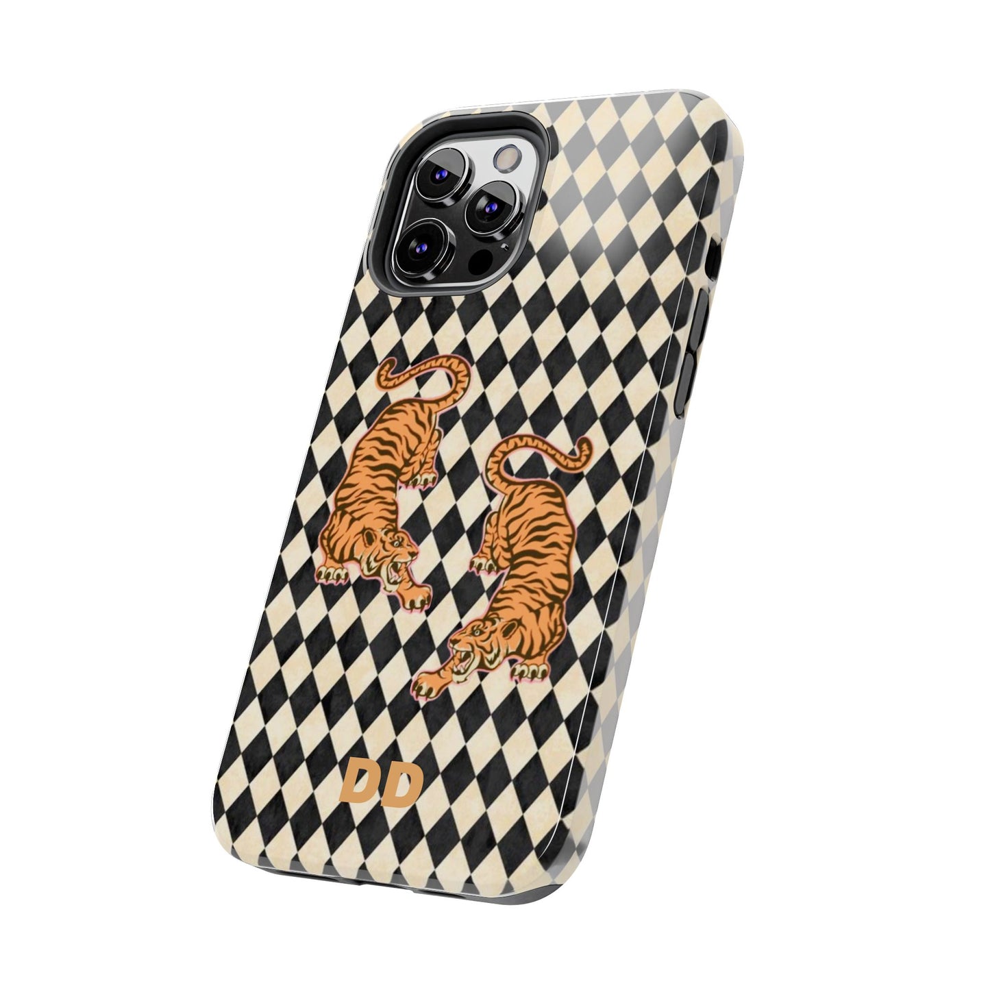 Tigress Phone Case in Black & White Diamonds