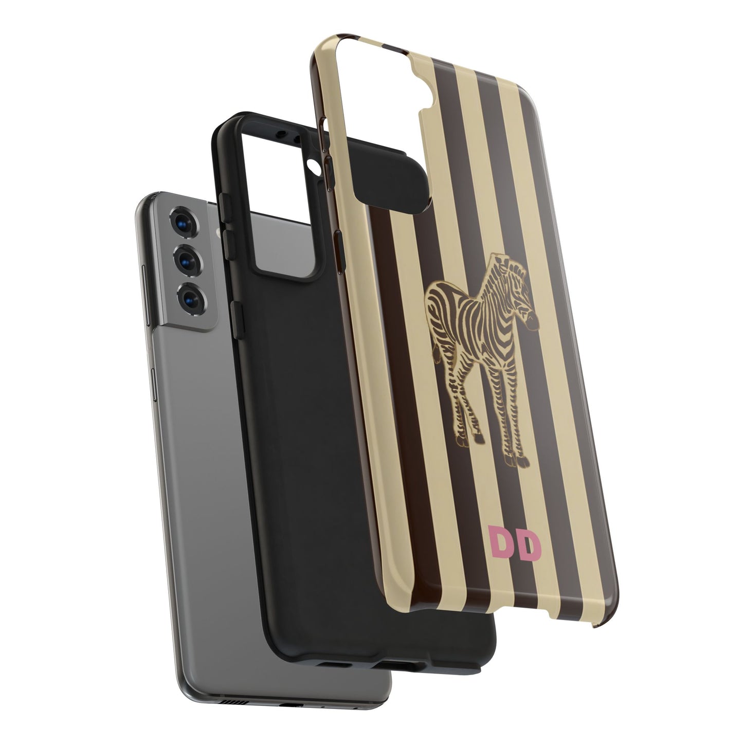 Zebra Phone Case in Charcoal & Crème Stripe