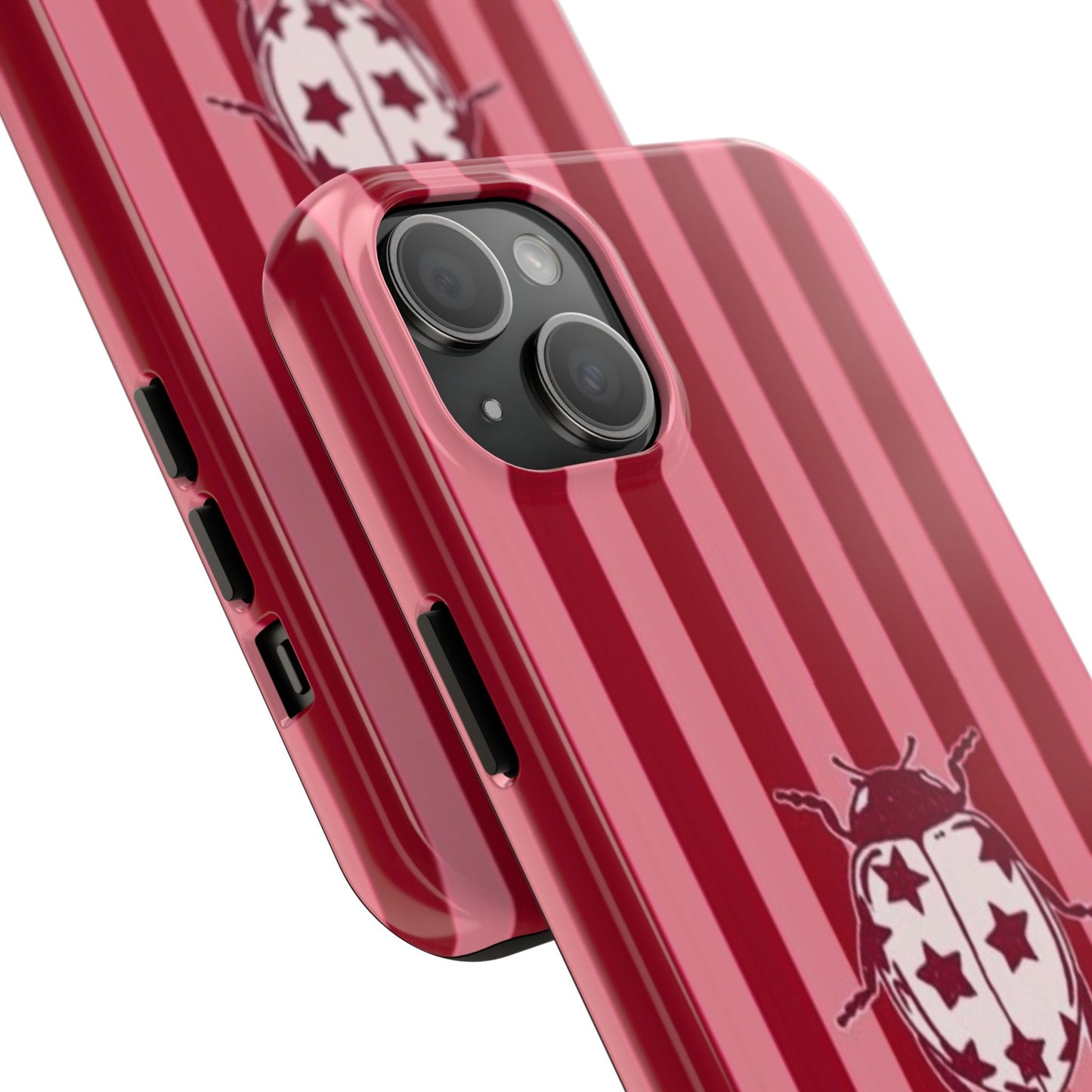 Ladybug Phone Case in Red & Pink Stripe