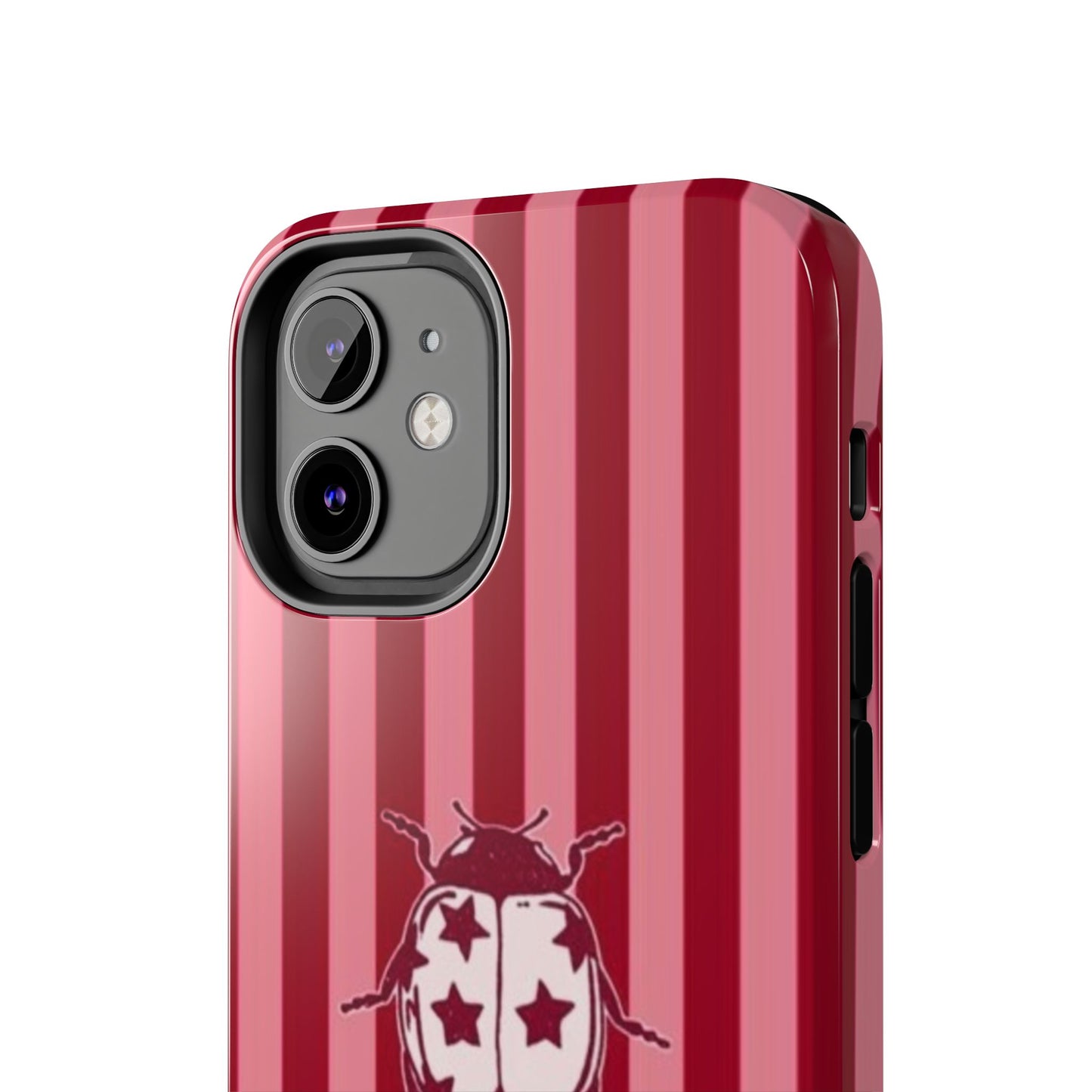 Ladybug Phone Case in Red & Pink Stripe