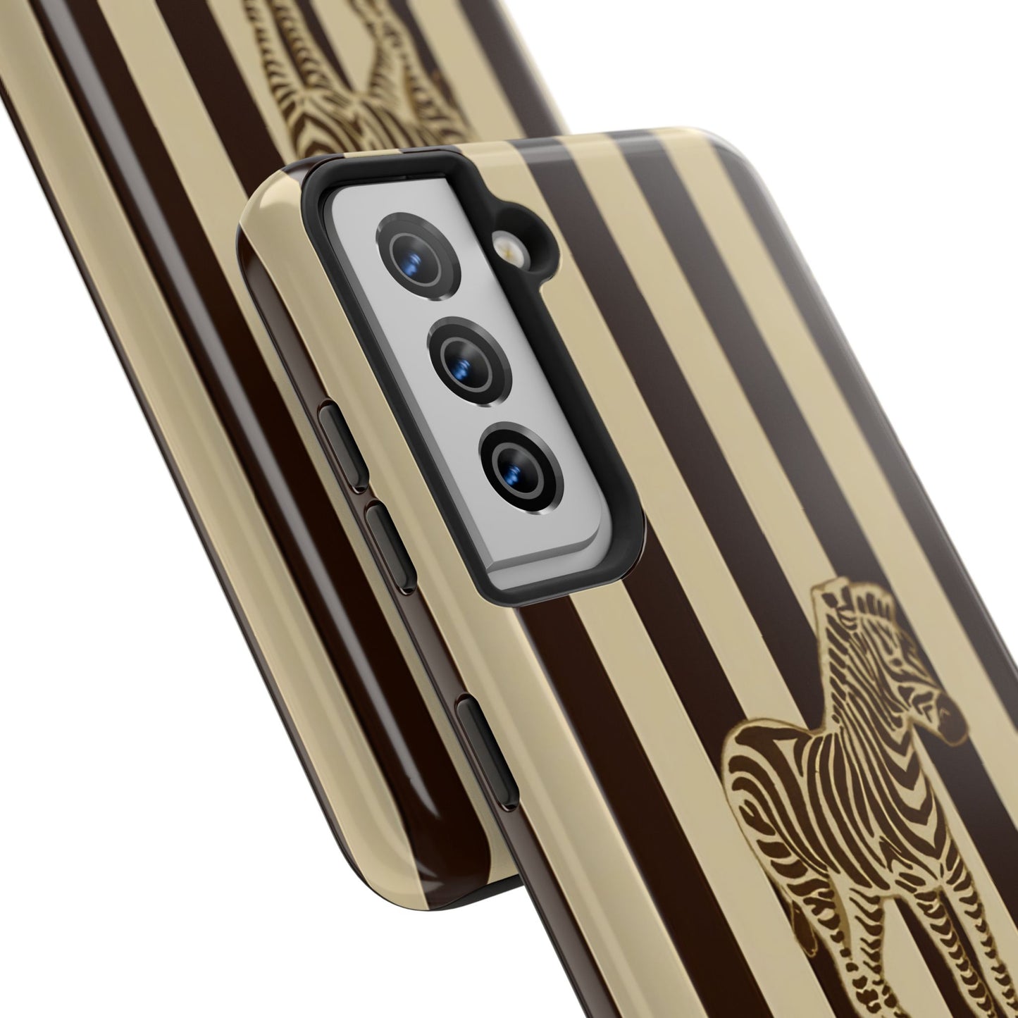 Zebra Phone Case in Charcoal & Crème Stripe
