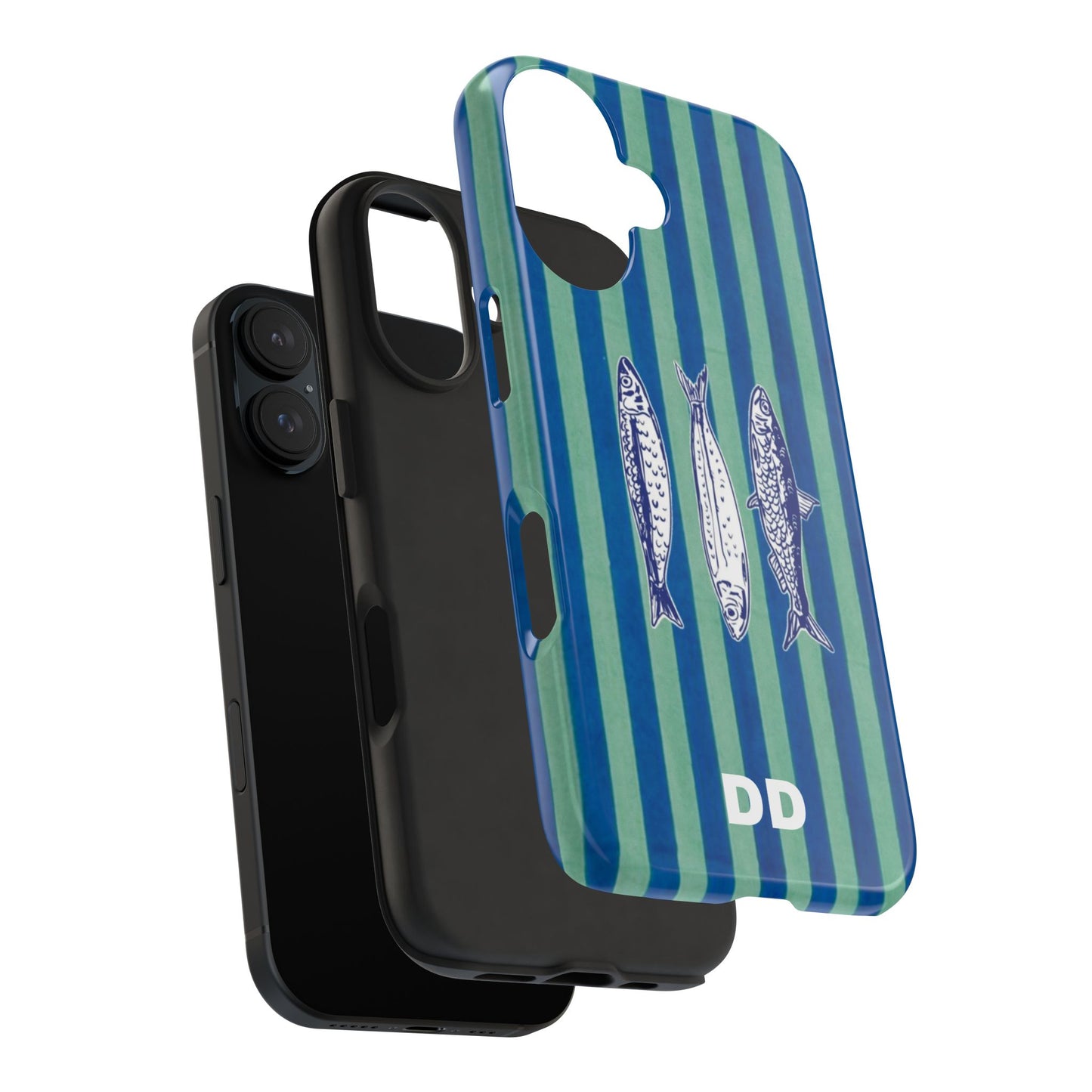 Sardine Phone Case in Turquoise & Blue Stripe