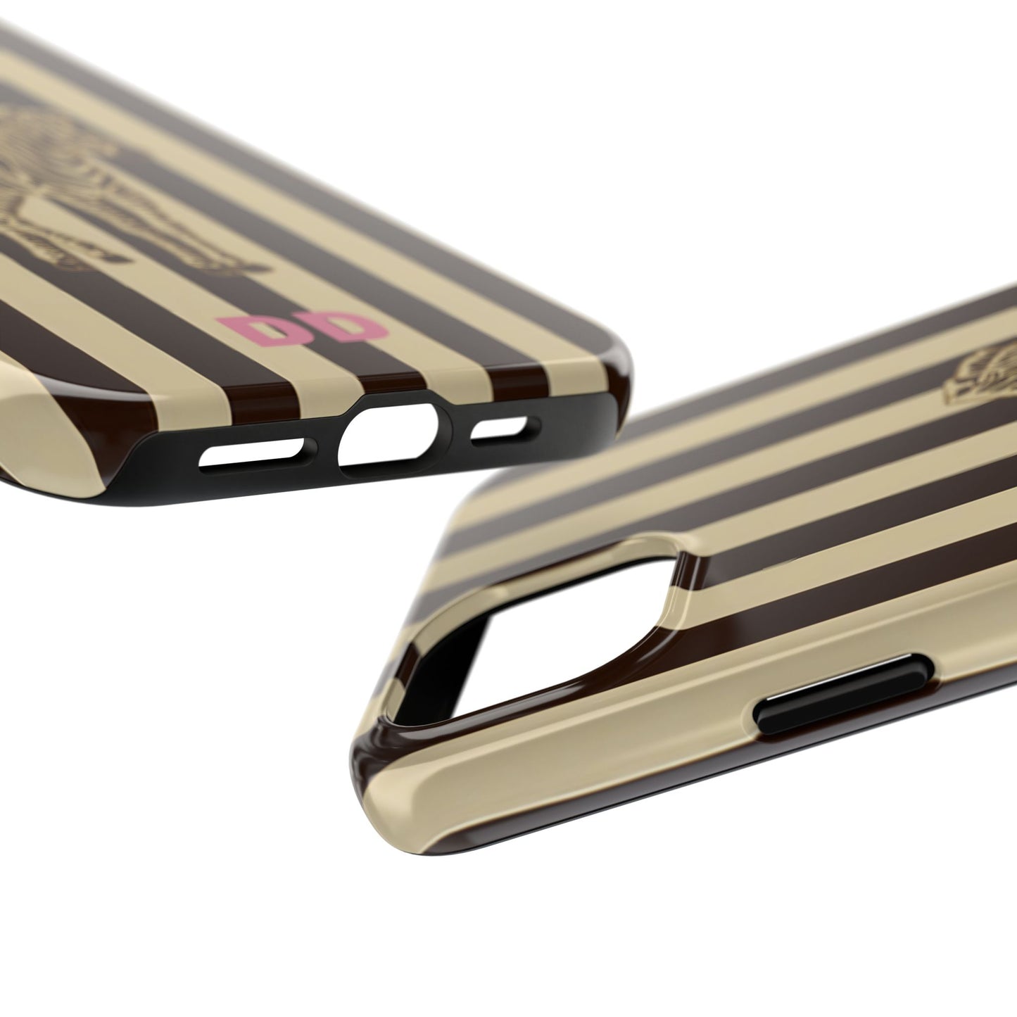 Zebra Phone Case in Chestnut & Crème Stripe