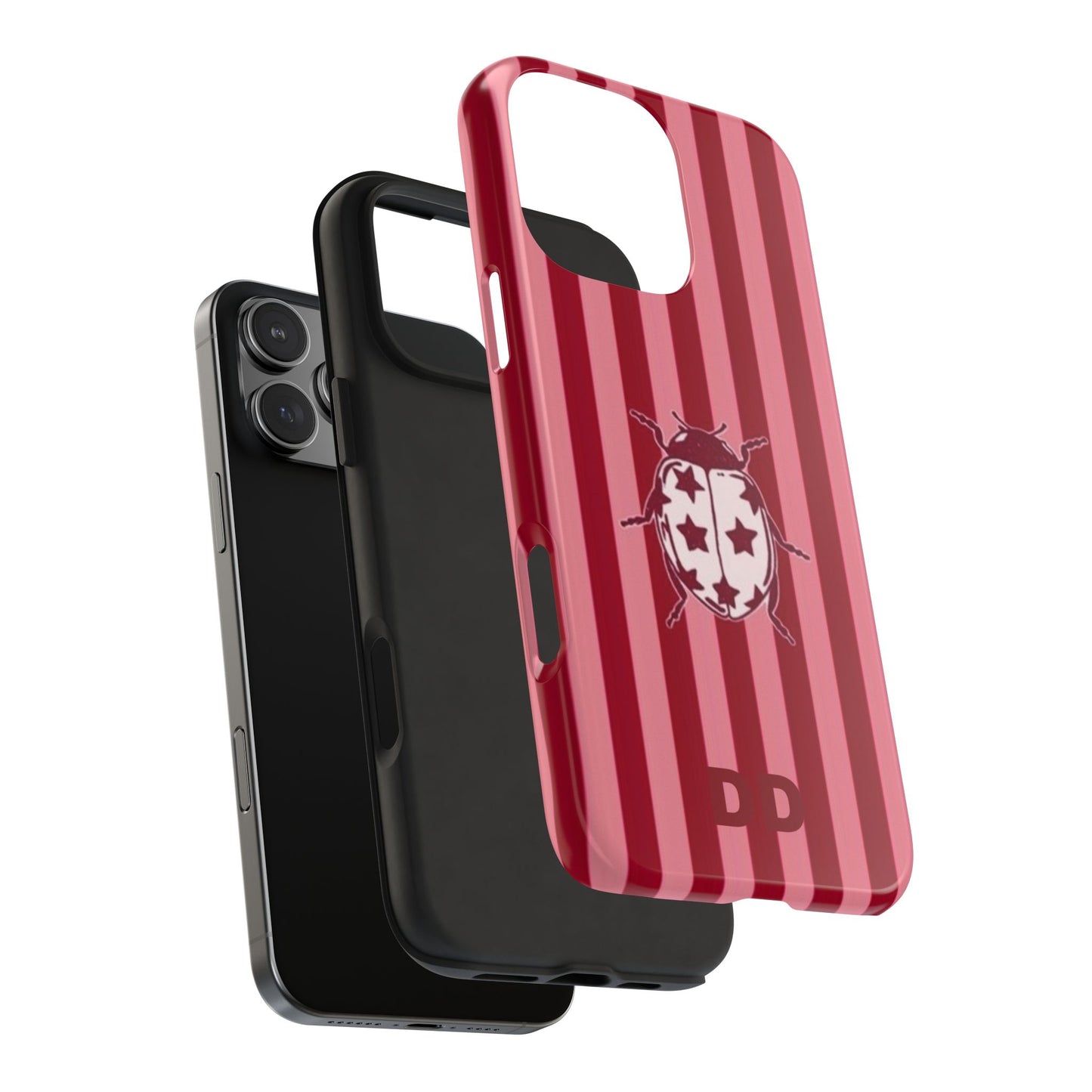 Ladybug Phone Case in Red & Pink Stripe