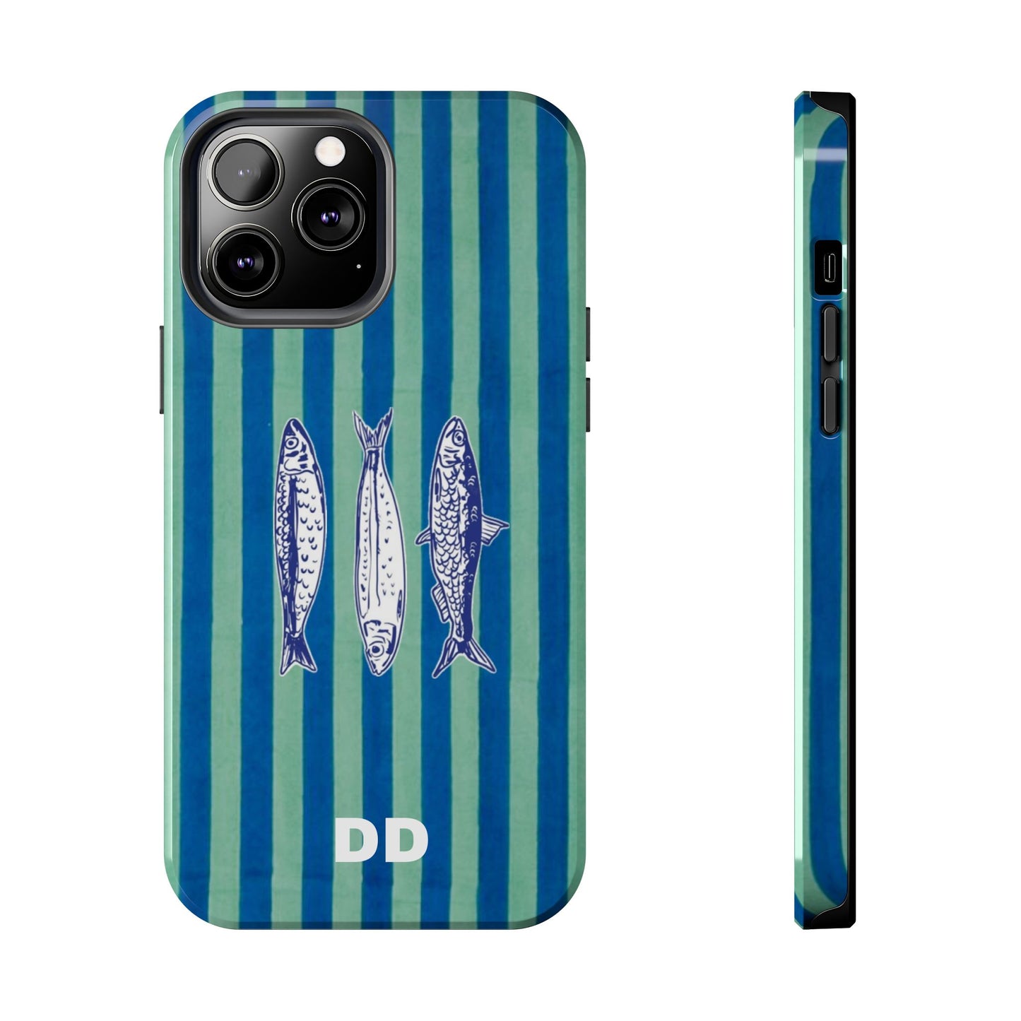 Sardine Phone Case in Turquoise & Blue Stripe