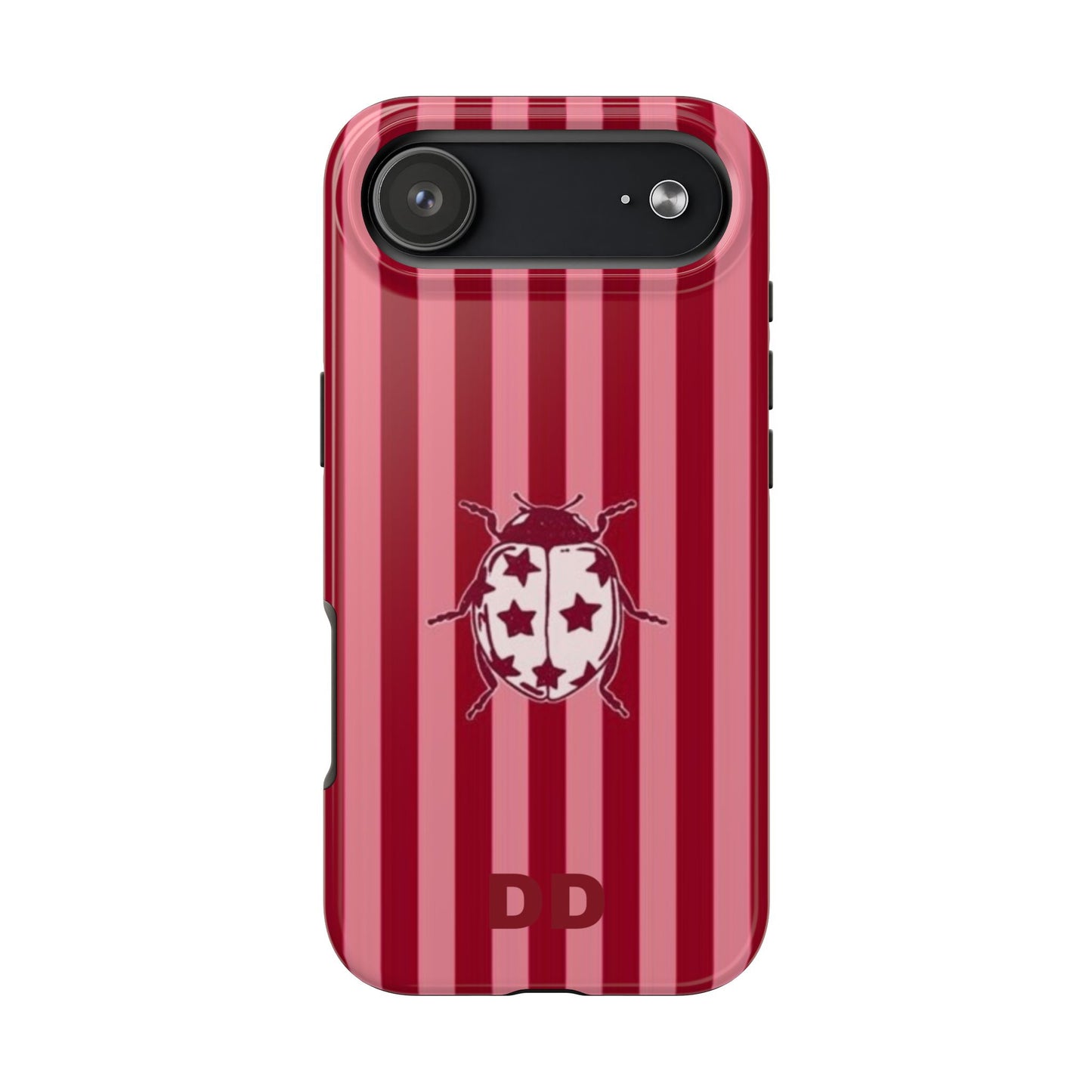Ladybug Phone Case in Red & Pink Stripe
