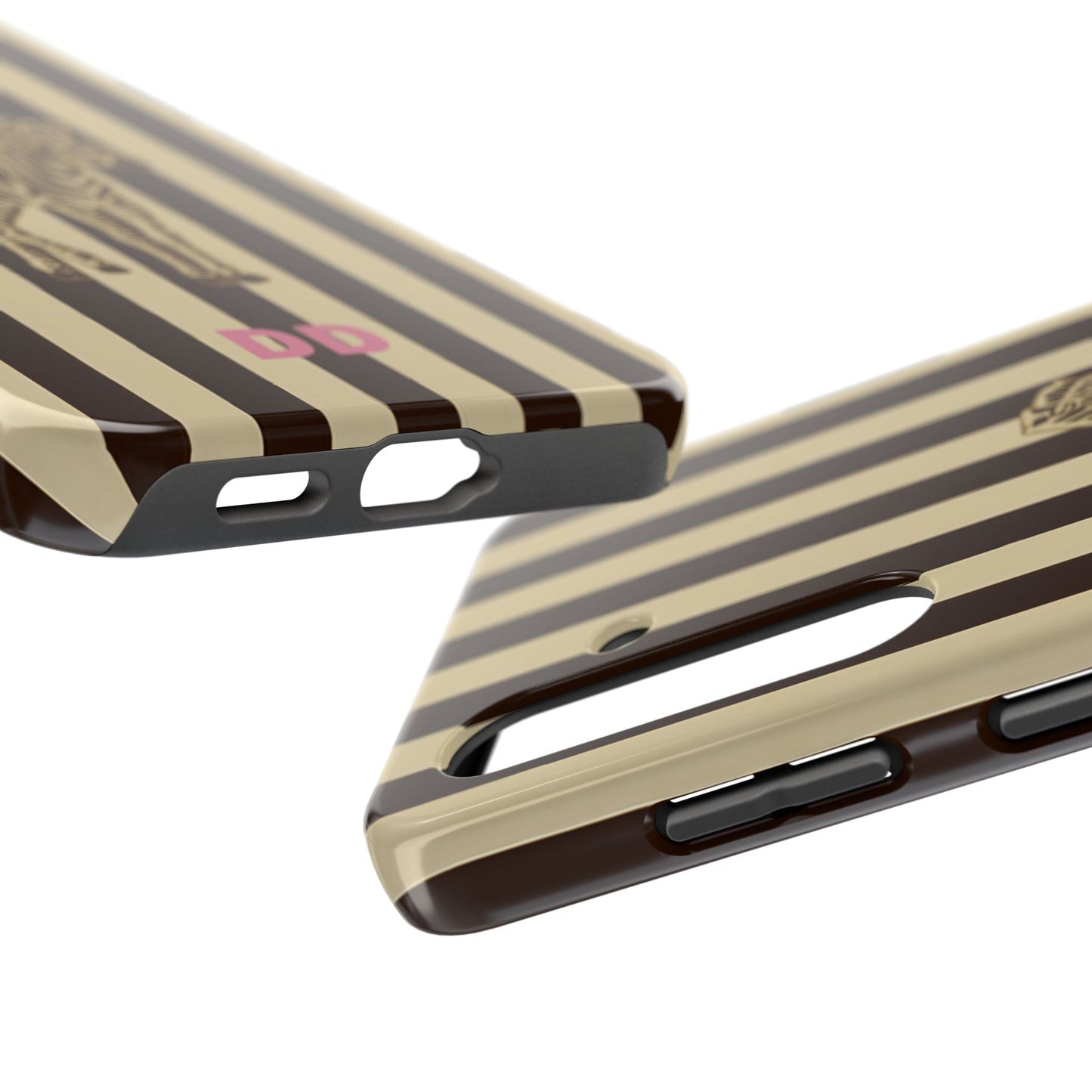 Zebra Phone Case in Chestnut & Crème Stripe