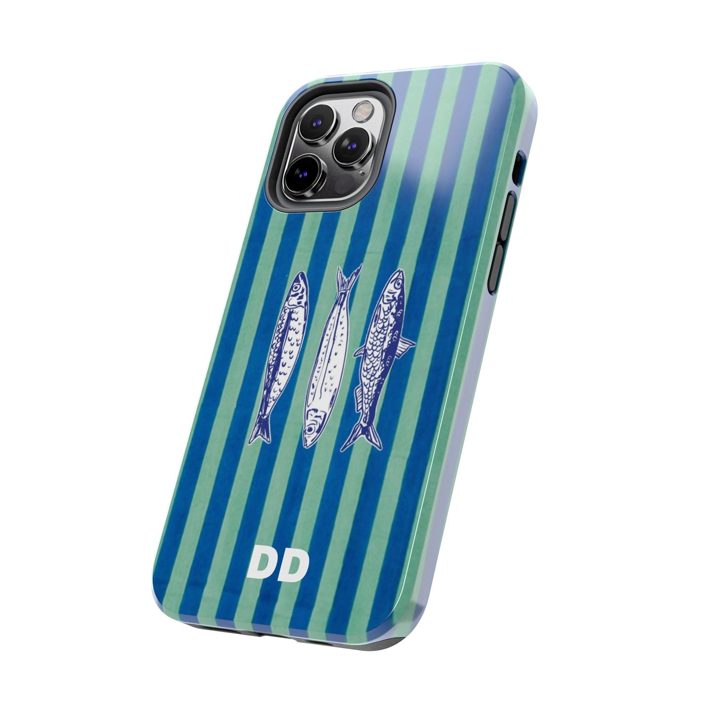 Sardine Phone Case in Turquoise & Blue Stripe