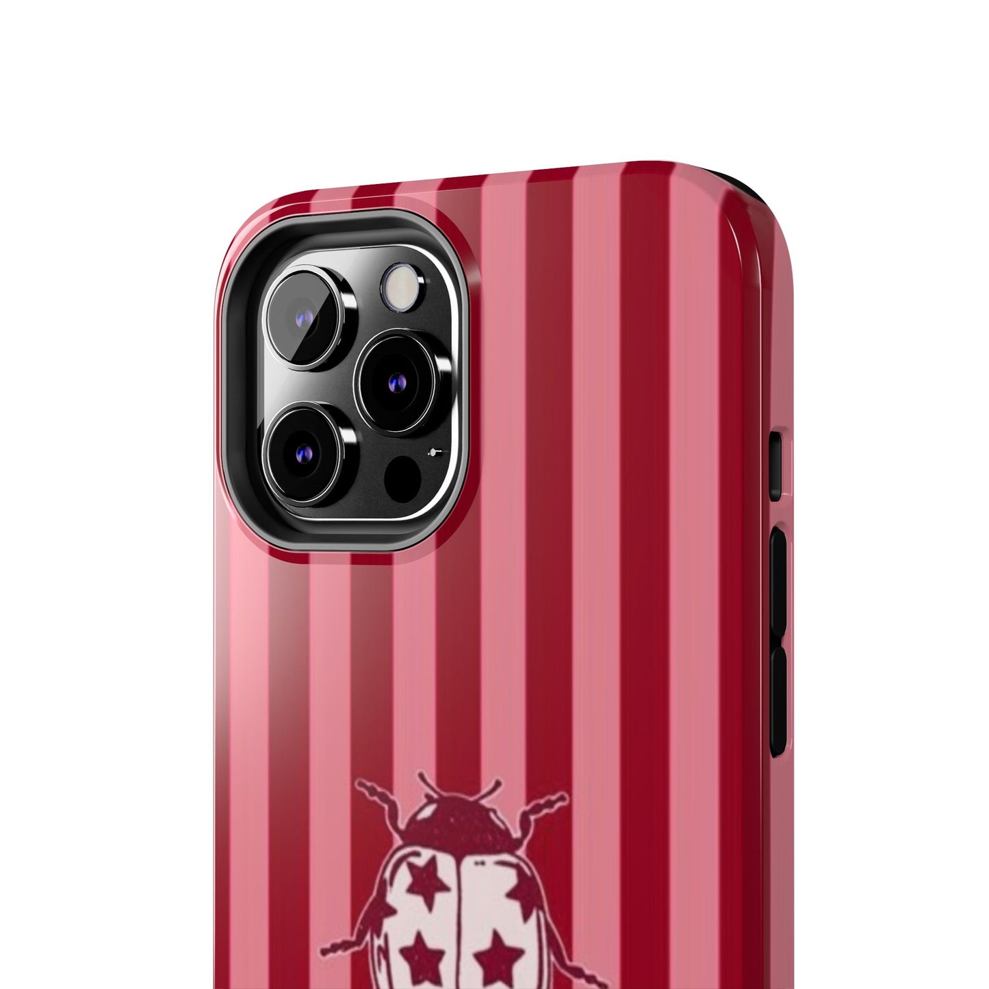 Ladybug Phone Case in Red & Pink Stripe