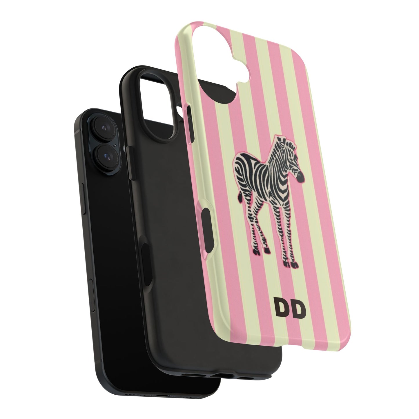 Zebra Phone Case in Pink & Crème Stripe