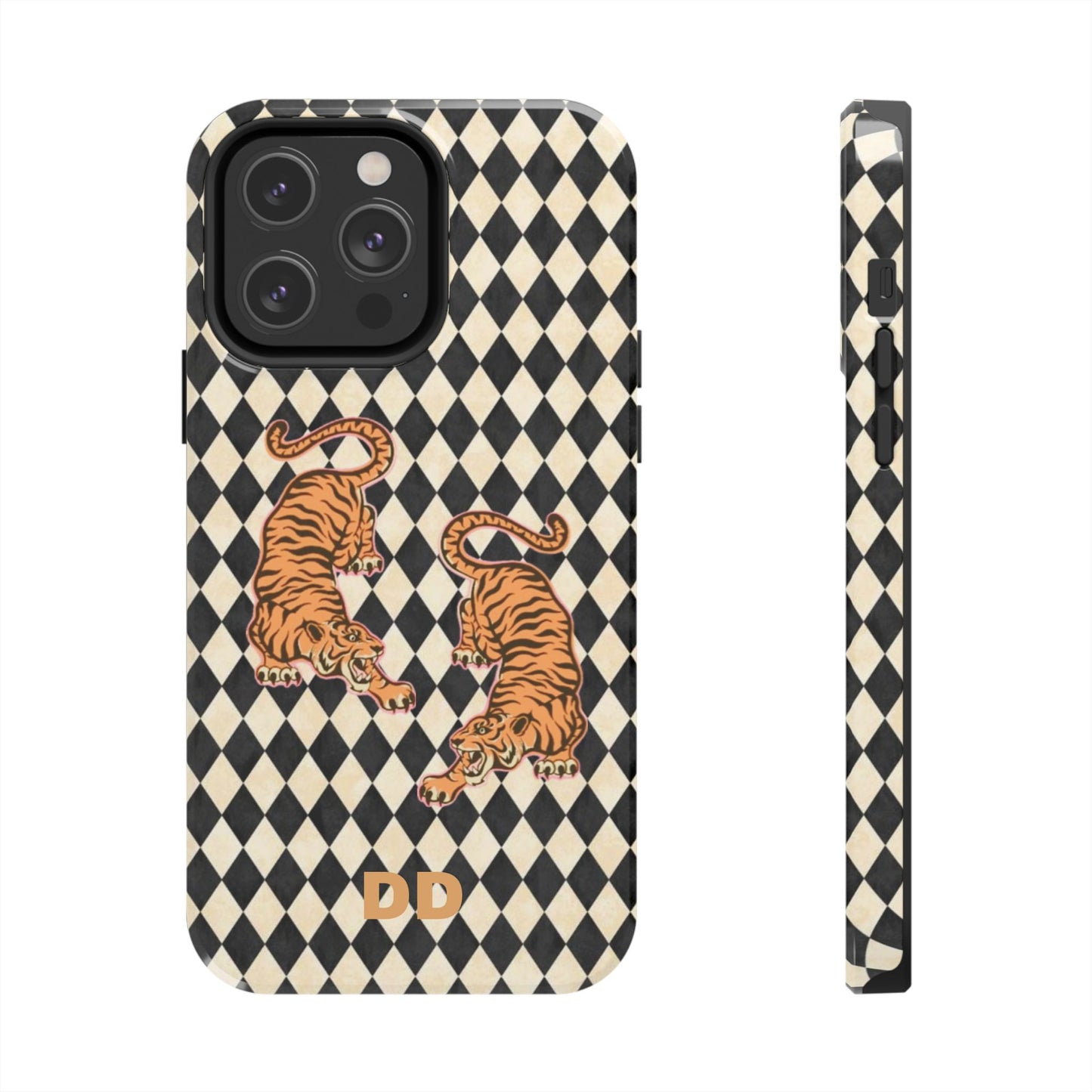 Tigress Phone Case in Black & White Diamonds