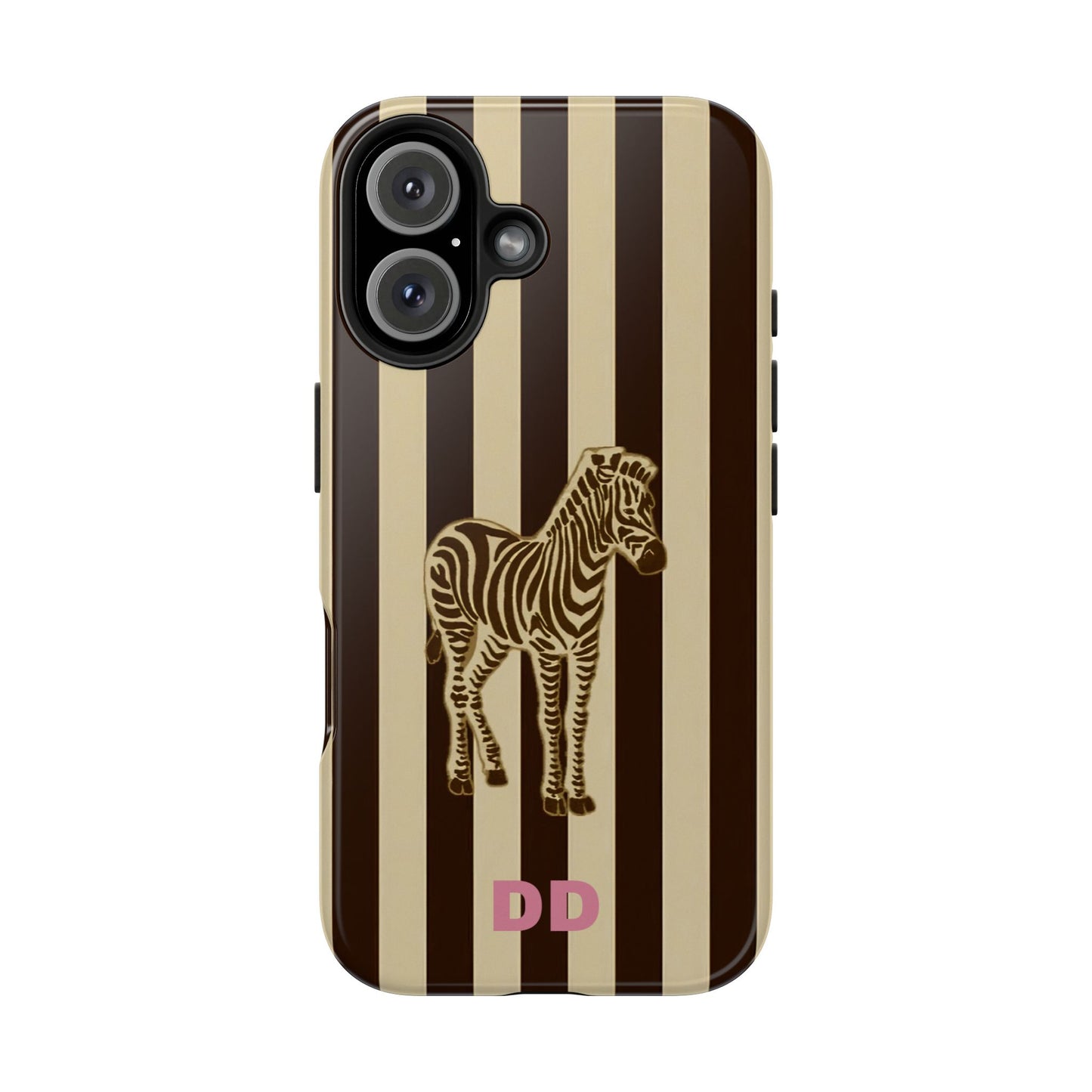 Zebra Phone Case in Chestnut & Crème Stripe