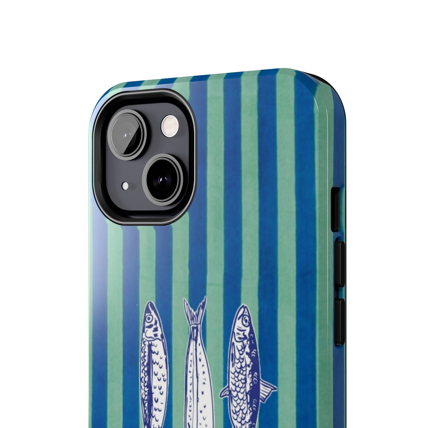 Sardine Phone Case in Turquoise & Blue Stripe