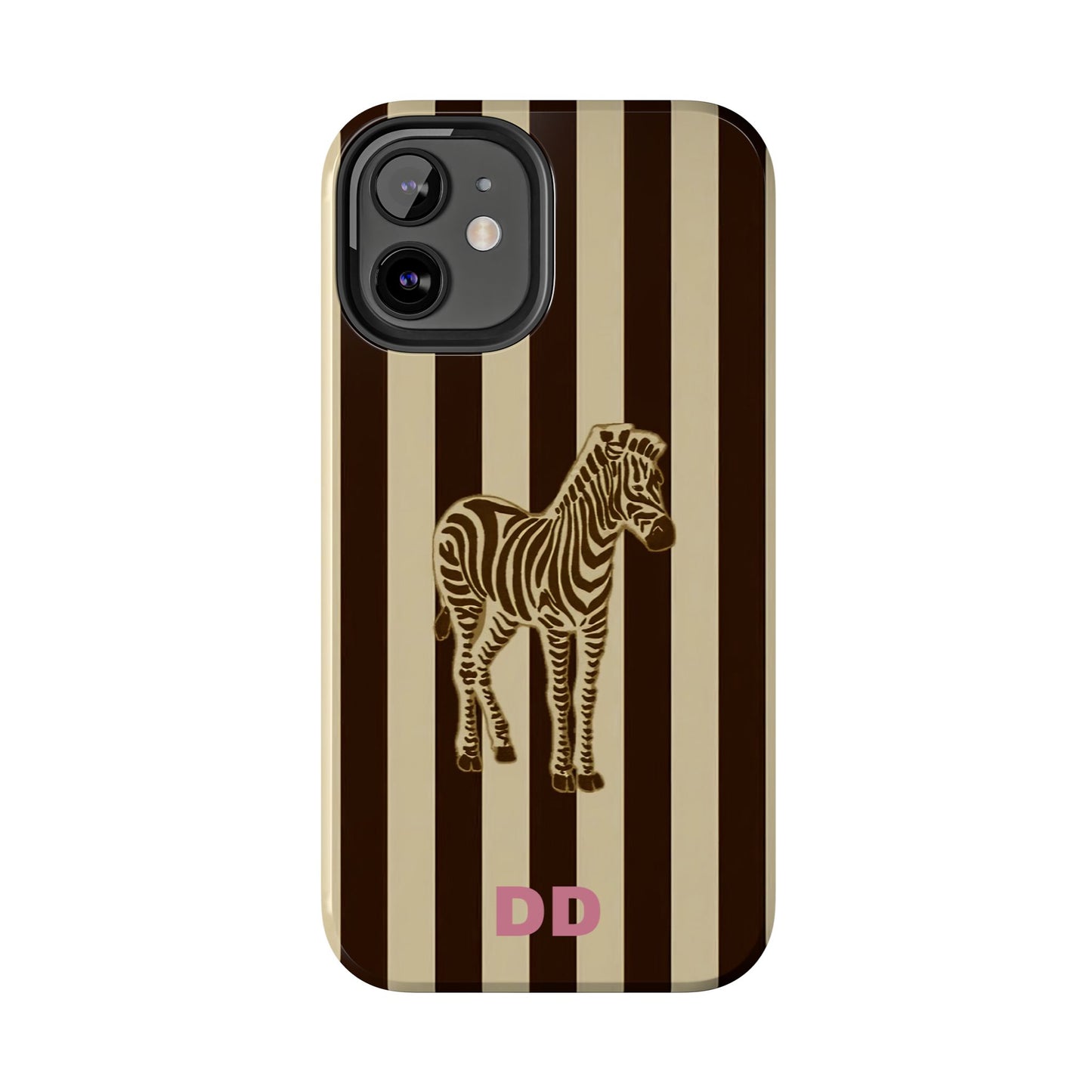 Zebra Phone Case in Charcoal & Crème Stripe