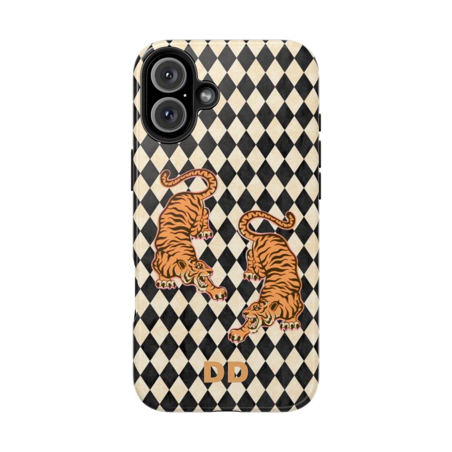 Tigress Phone Case in Black & White Diamonds