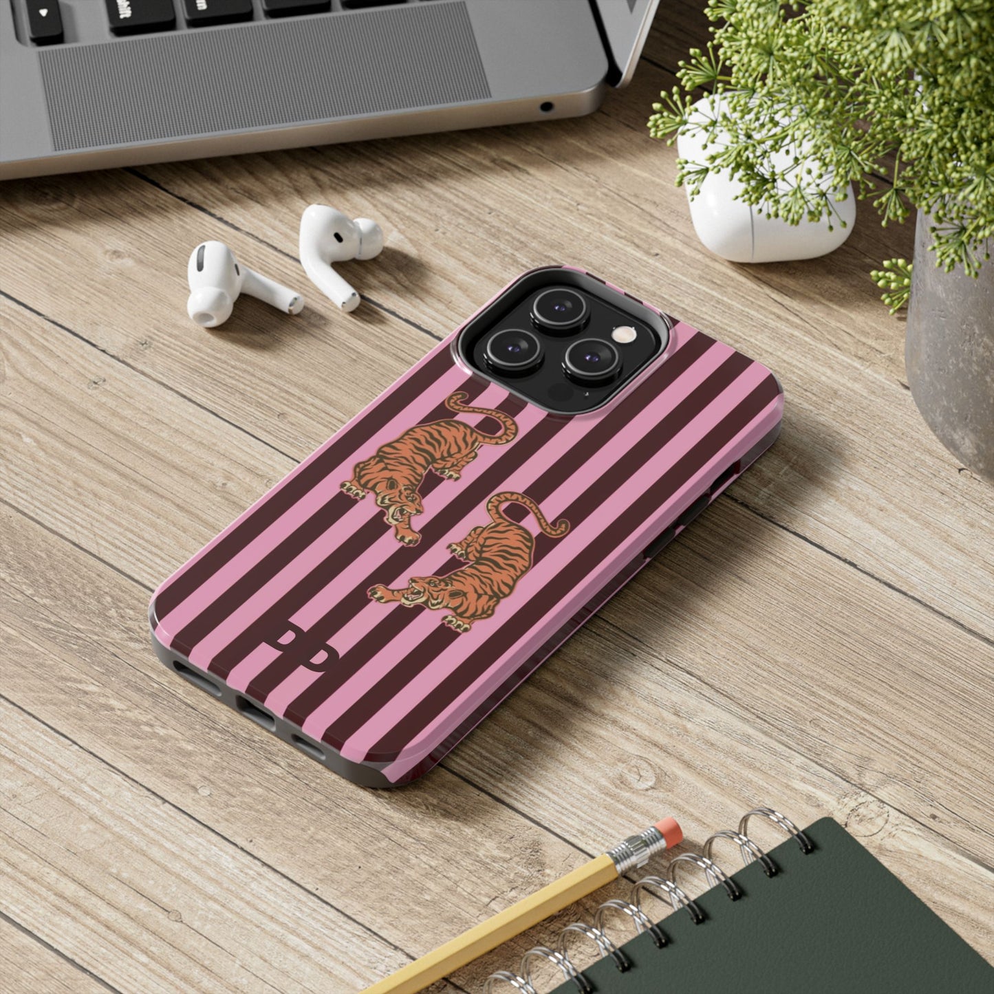 Tigress Phone Case in Burgundy & Pink