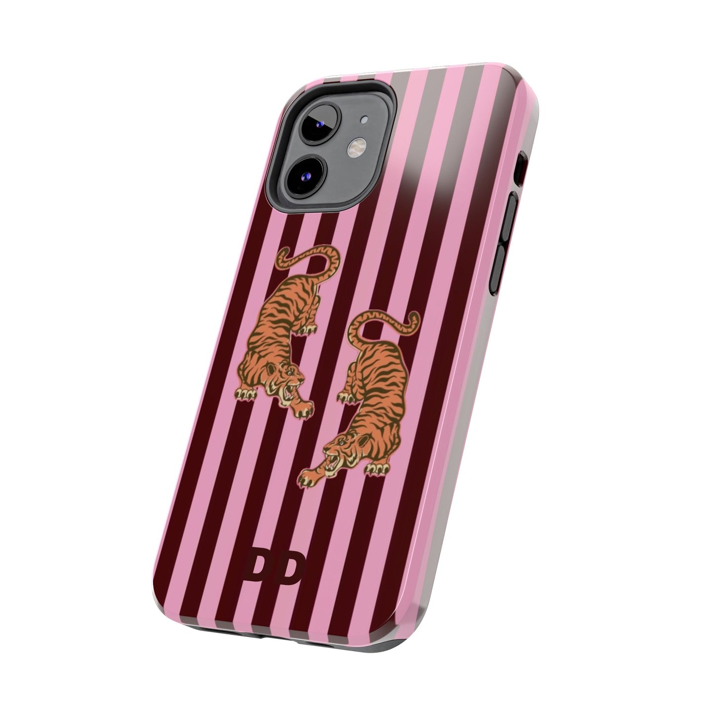 Tigress Phone Case in Burgundy & Pink