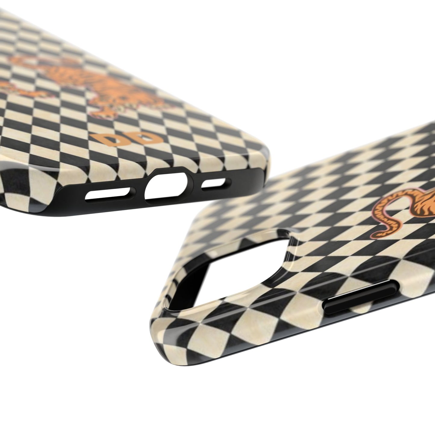 Tigress Phone Case in Black & White Diamonds