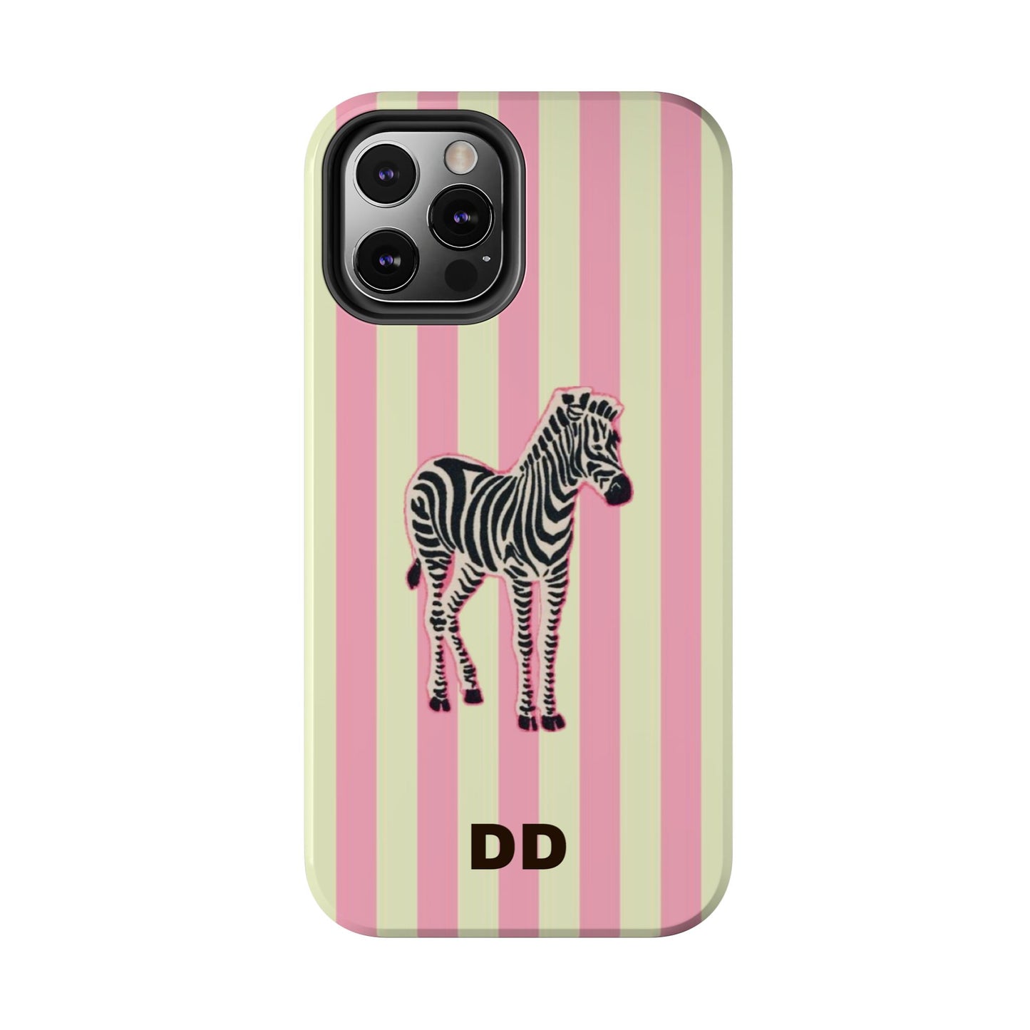 Zebra Phone Case in Pink & Crème Stripe