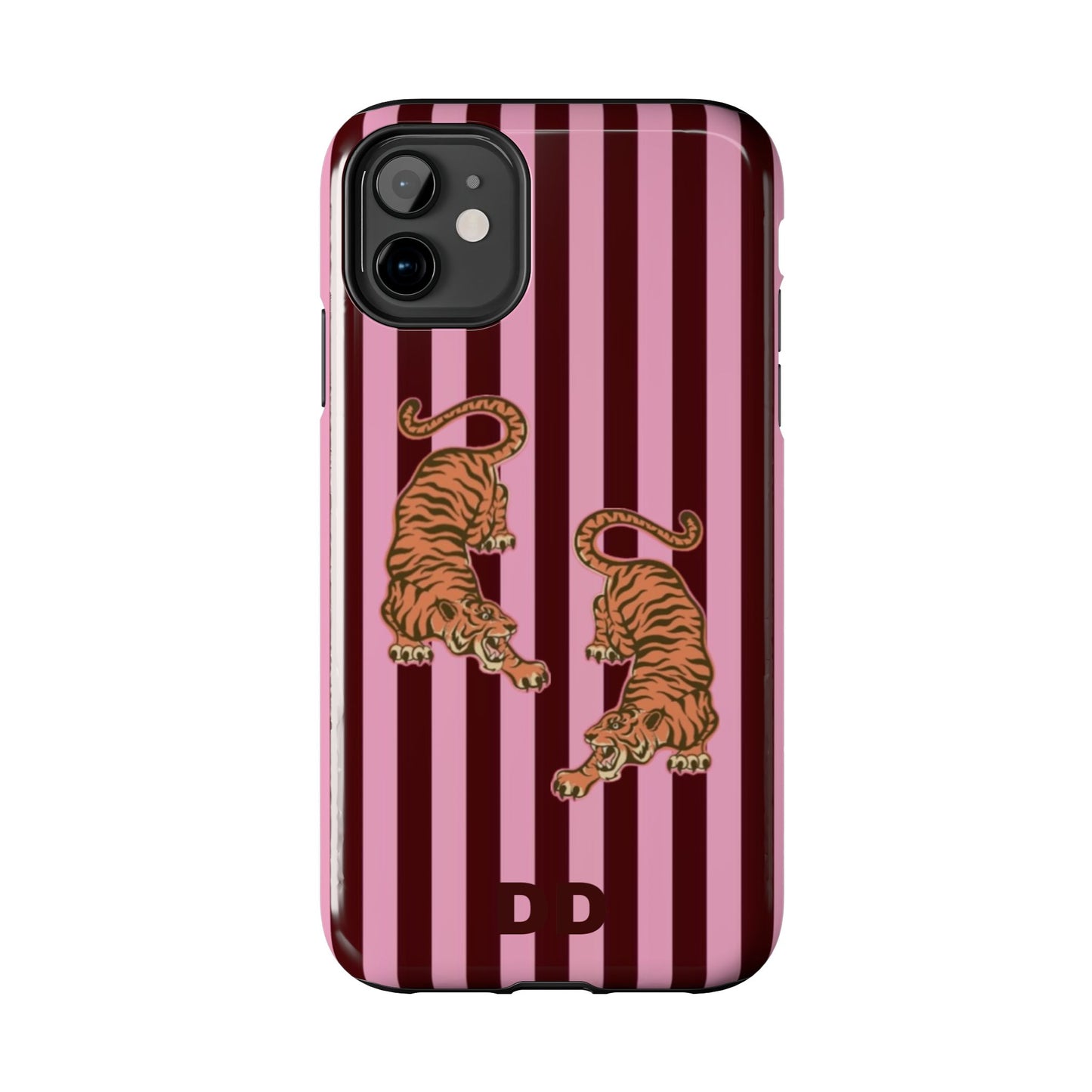 Tigress Phone Case in Burgundy & Pink