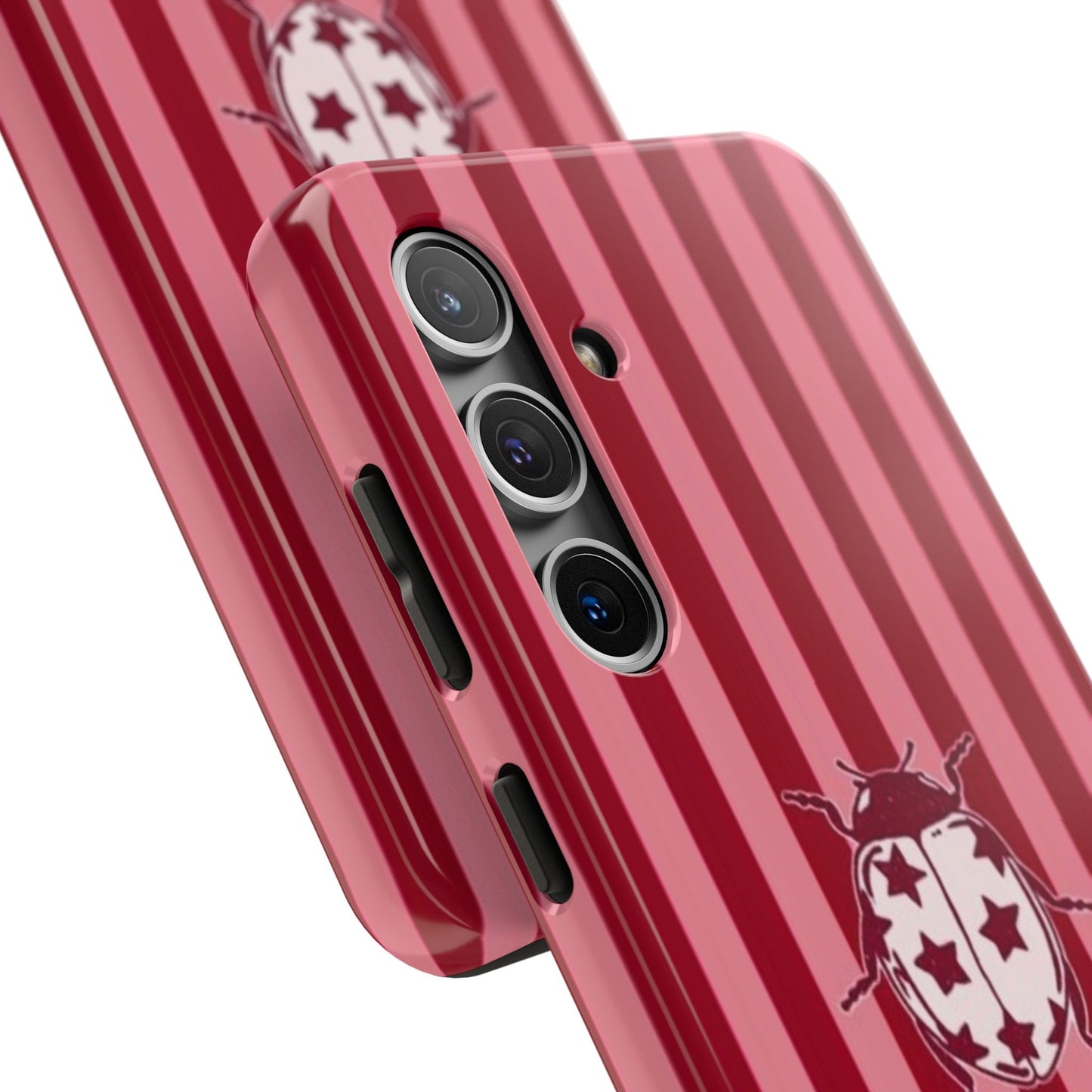 Ladybug Phone Case in Red & Pink Stripe
