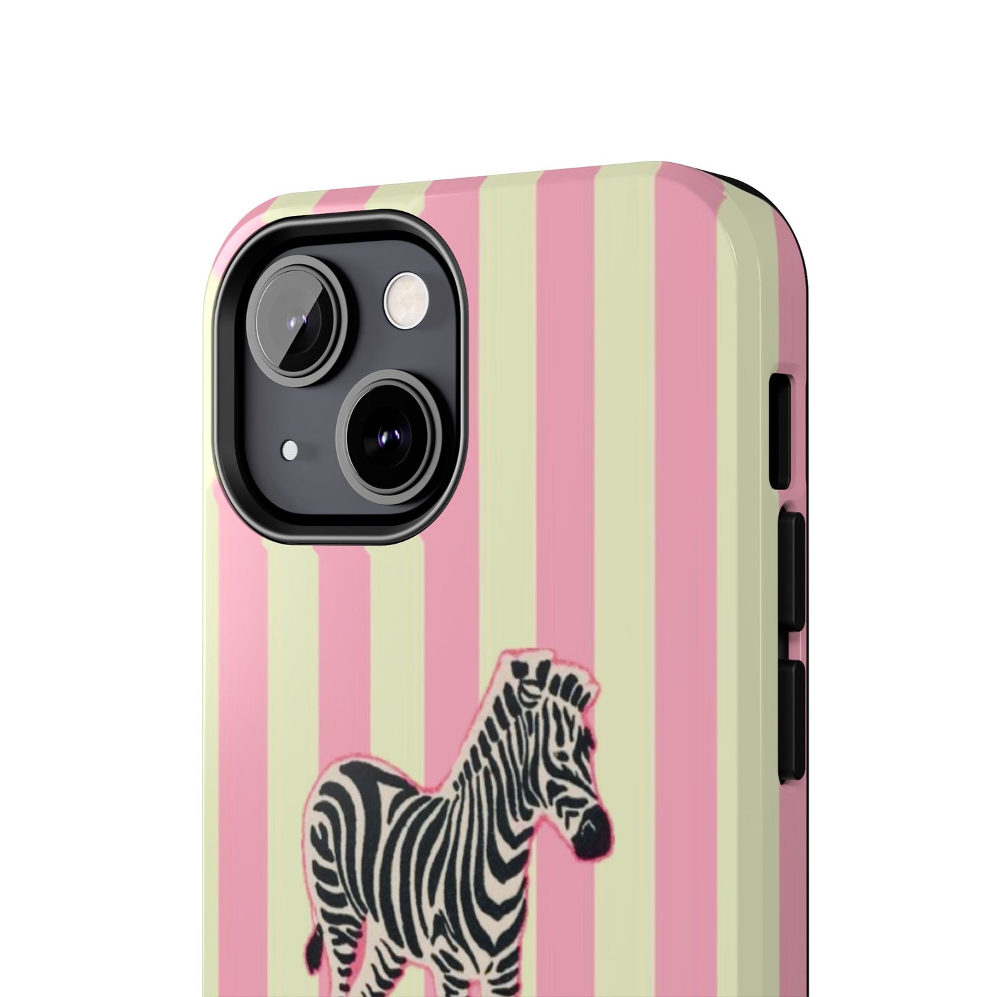 Zebra Phone Case in Pink & Crème Stripe