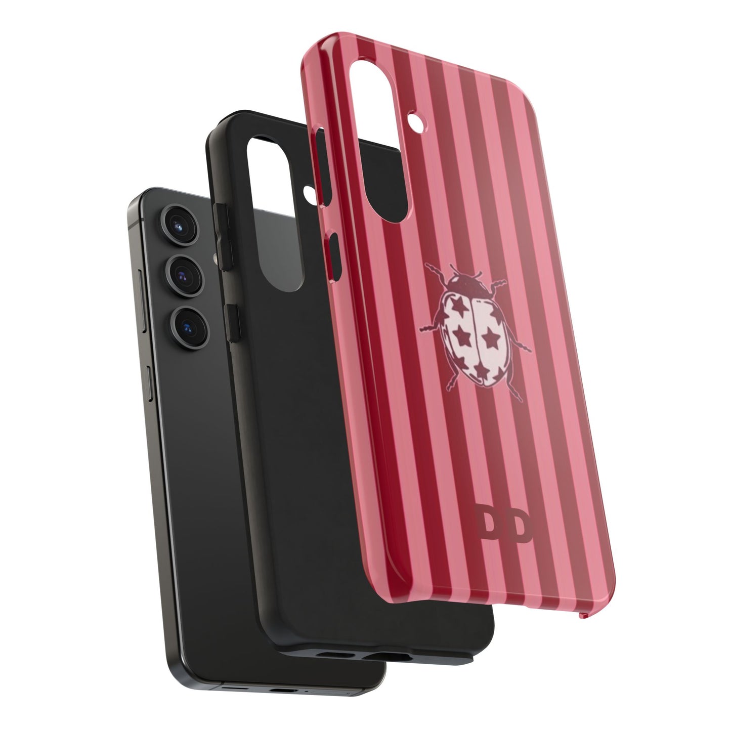 Ladybug Phone Case in Red & Pink Stripe