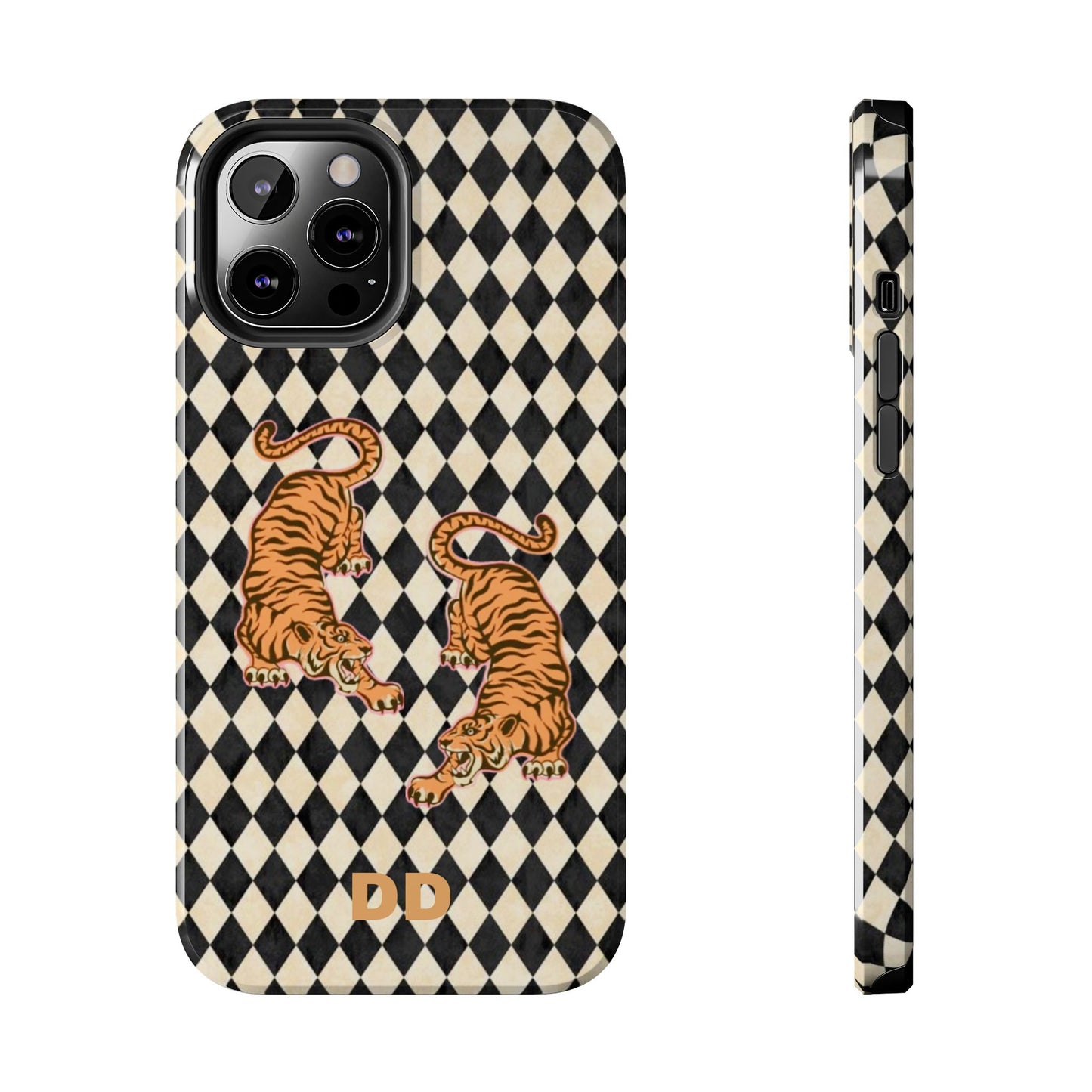 Tigress Phone Case in Black & White Diamonds
