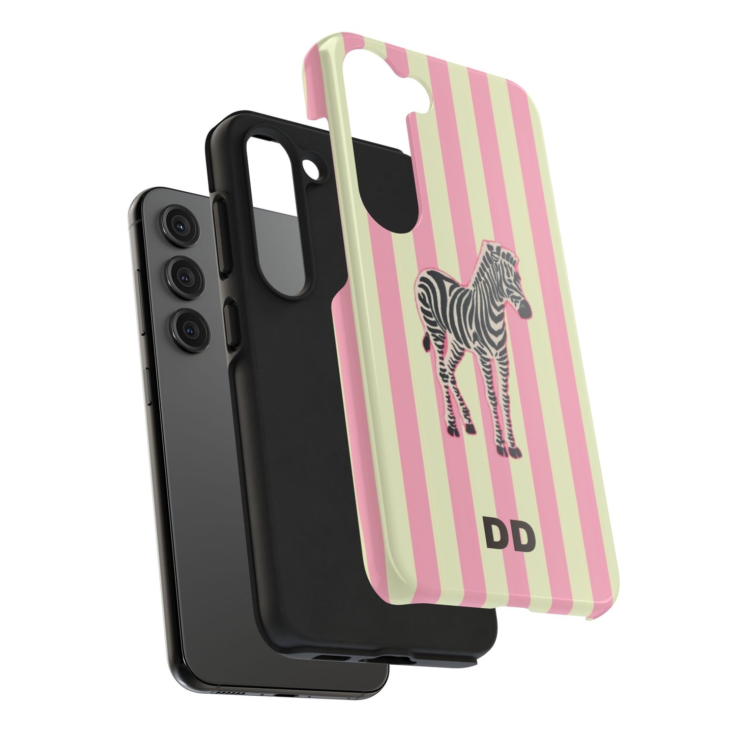Zebra Phone Case in Pink & Crème Stripe