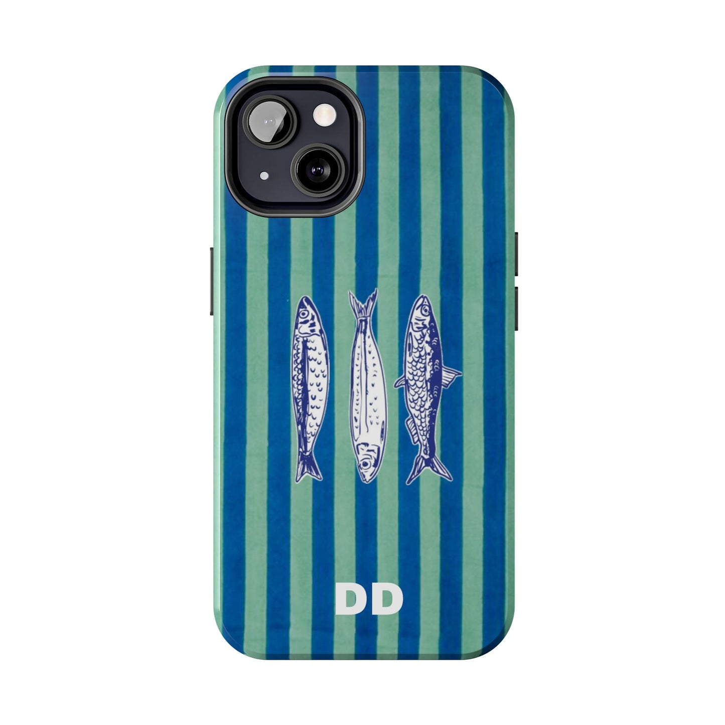 Sardine Phone Case in Turquoise & Blue Stripe
