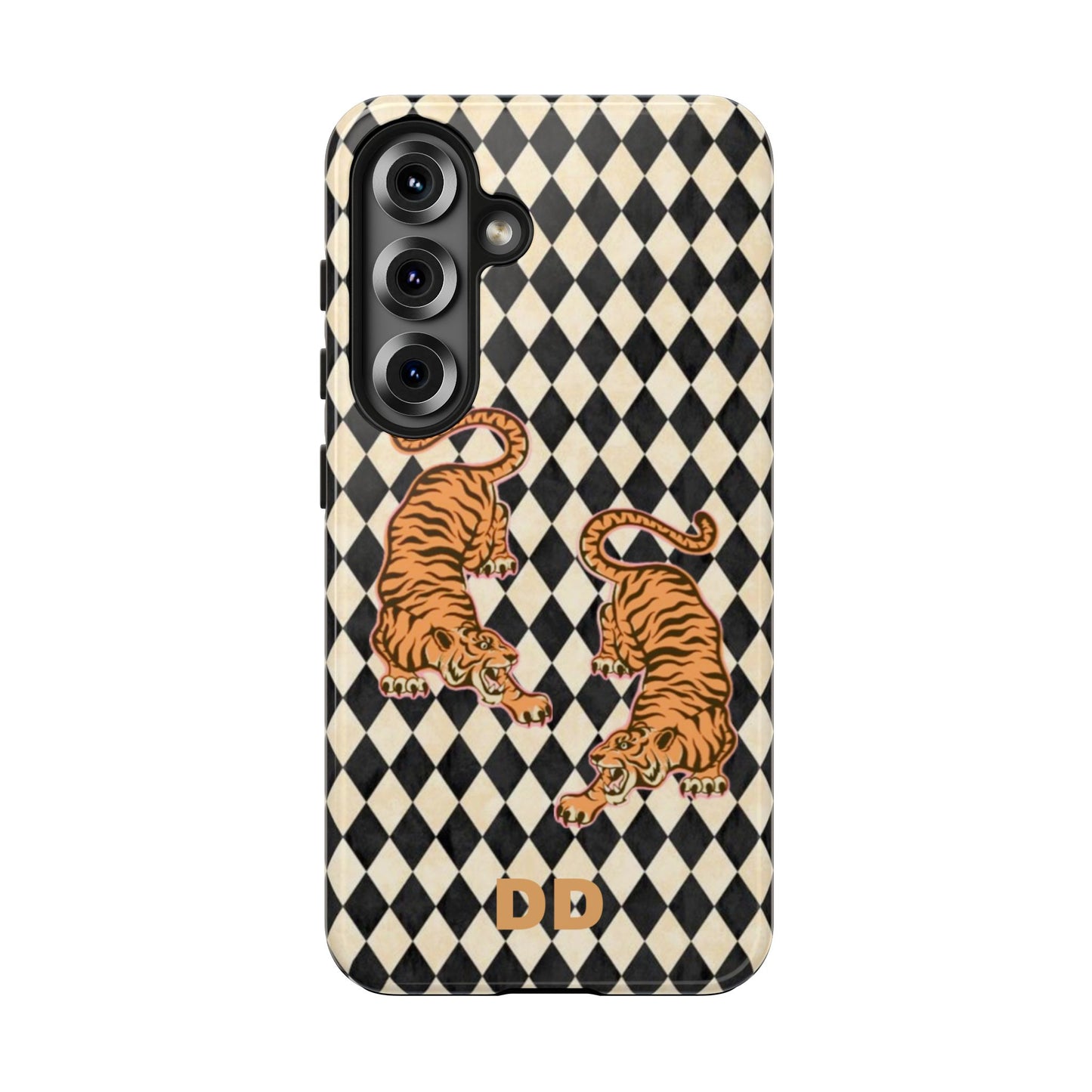 Tigress Phone Case in Black & White Diamonds