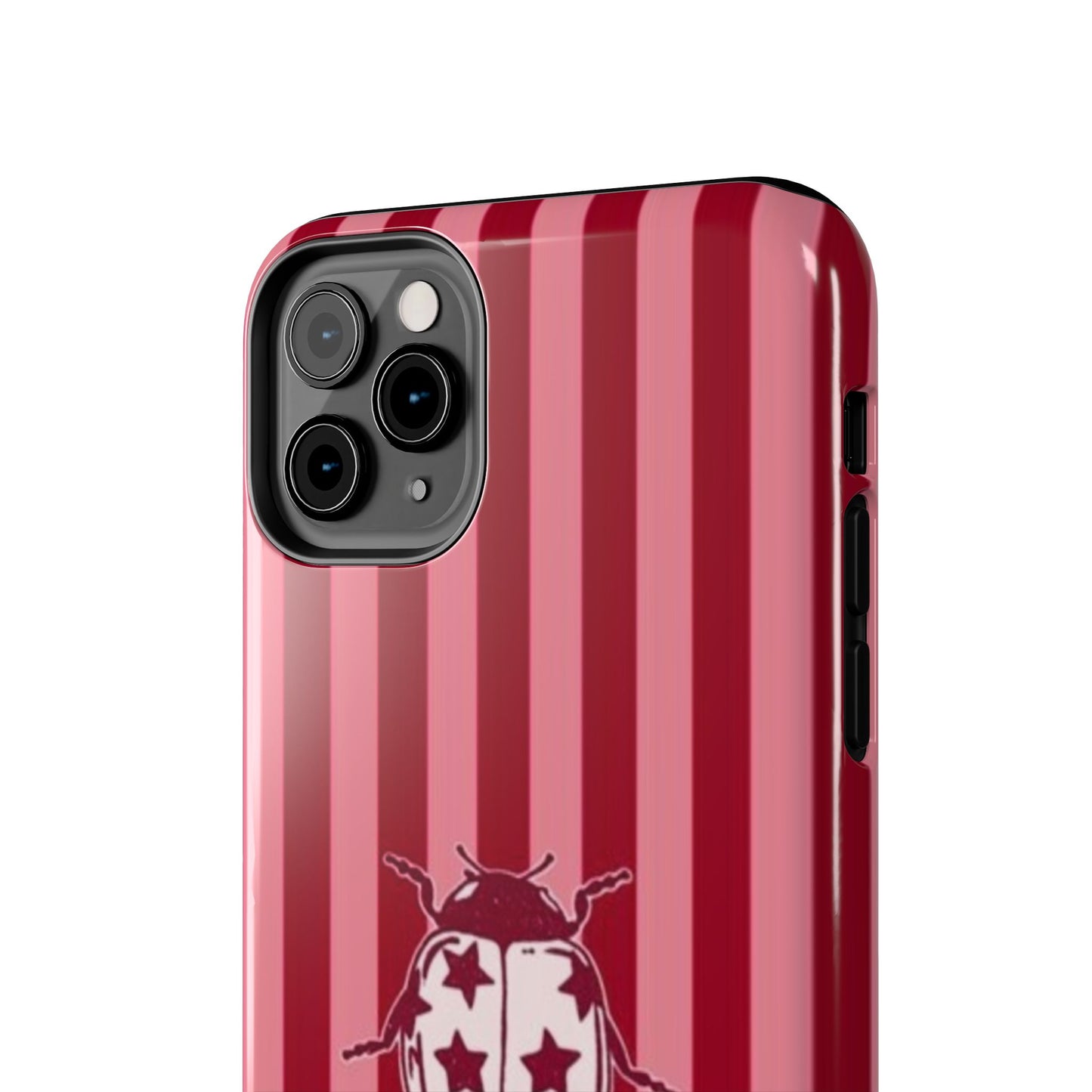 Ladybug Phone Case in Red & Pink Stripe